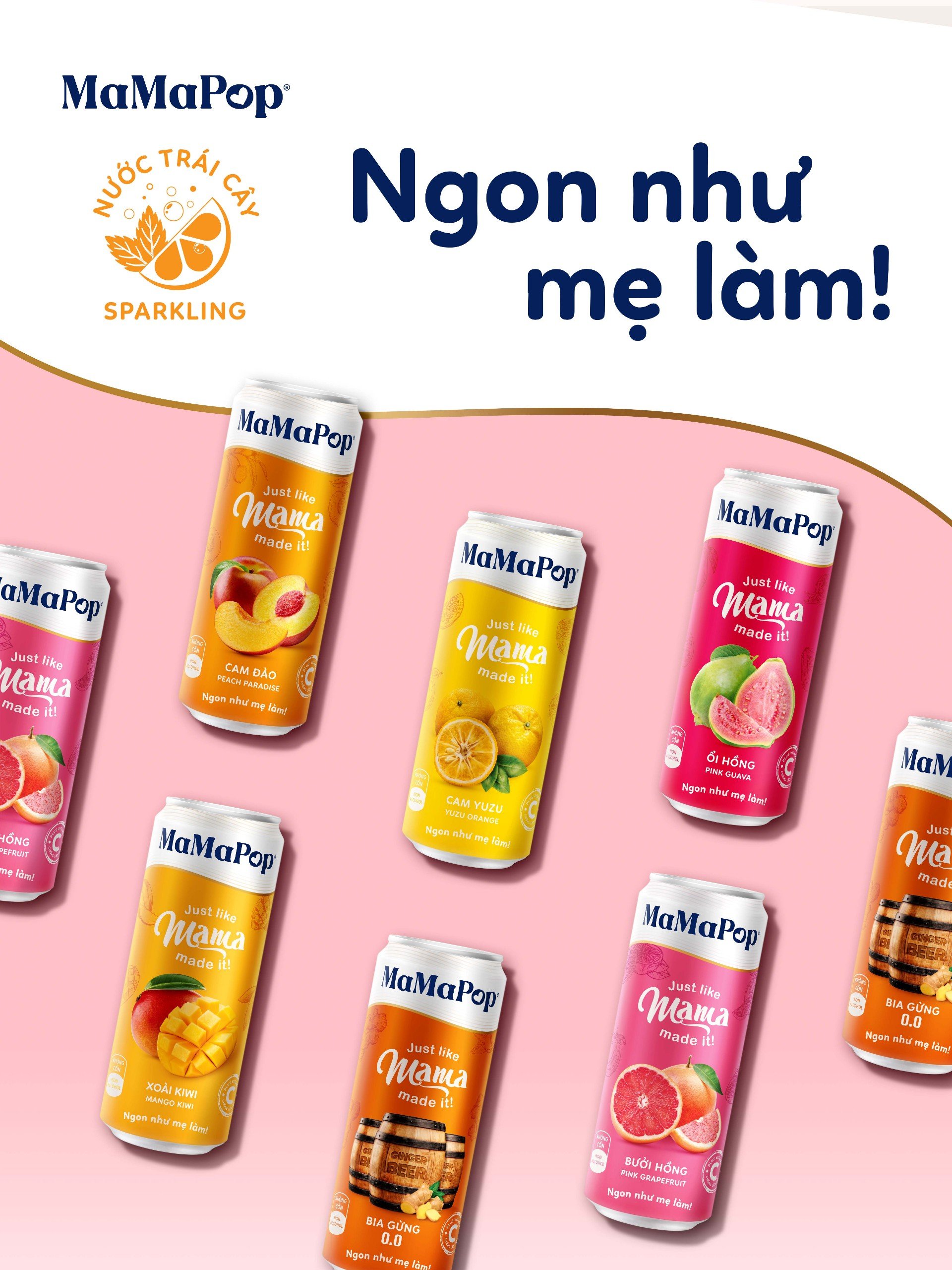 Mô tả Combo 3 thùng 12 lon nước trái cây sparkling MaMaPop mix 6 vị (330ml/lon) - 4