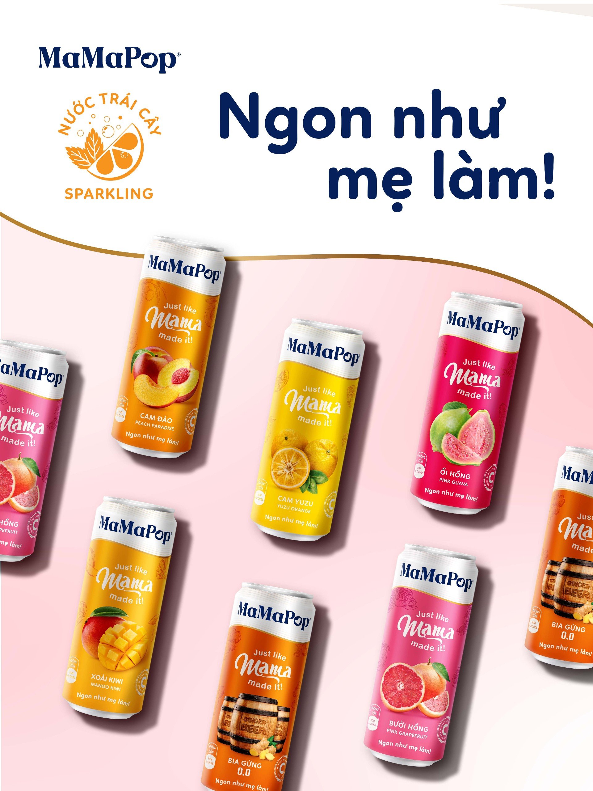 Mô tả Thùng 12 lon nước trái cây sparkling MaMaPop mix 6 vị (330ml/lon) - 3