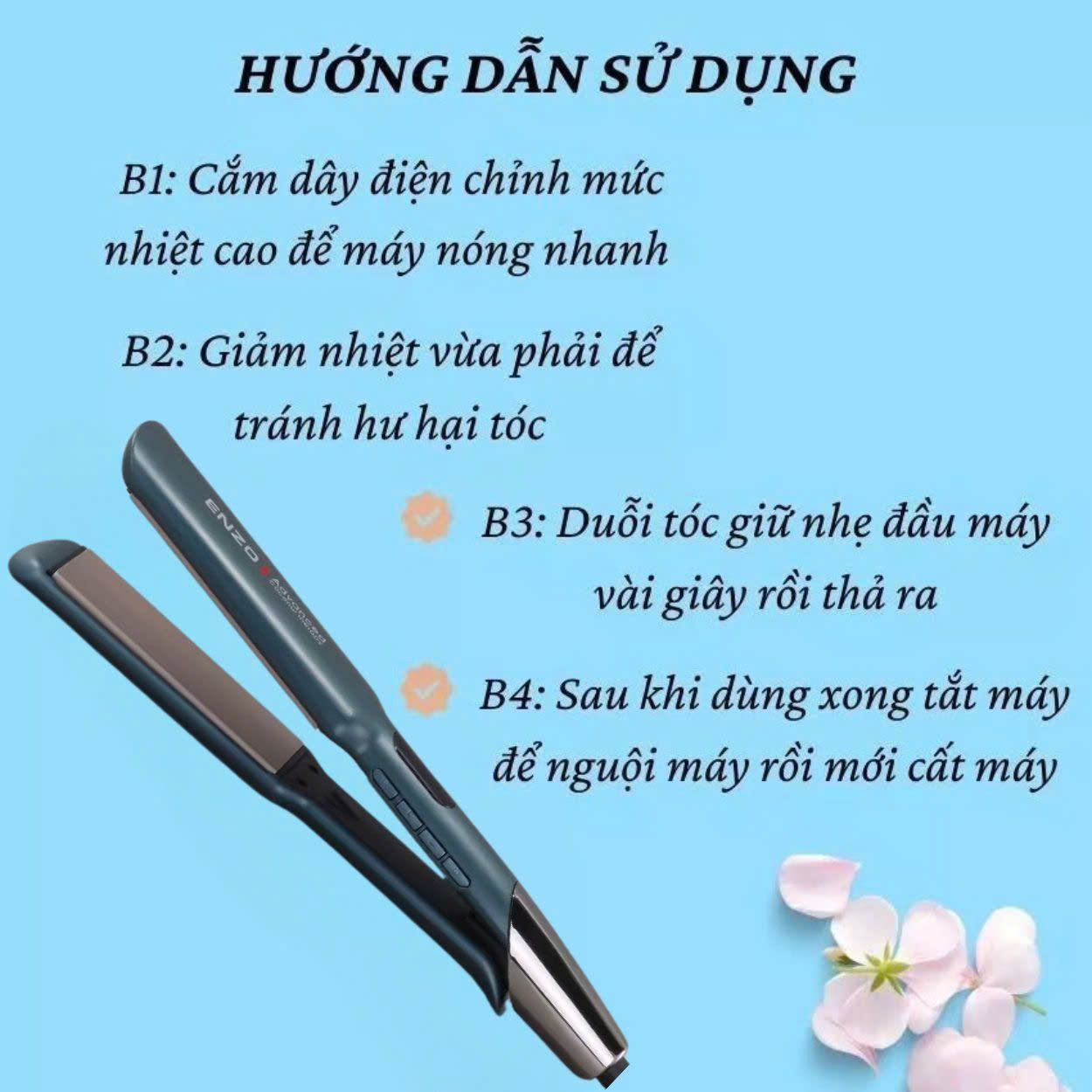 Mô tả Máy duỗi và uốn tóc ENZO 3210 Thương Hiệu italia,công nghệ ion âm,thiết kế đa năng duỗi, là, ép,uốn cụp đuôi BH 5 NĂM - 7