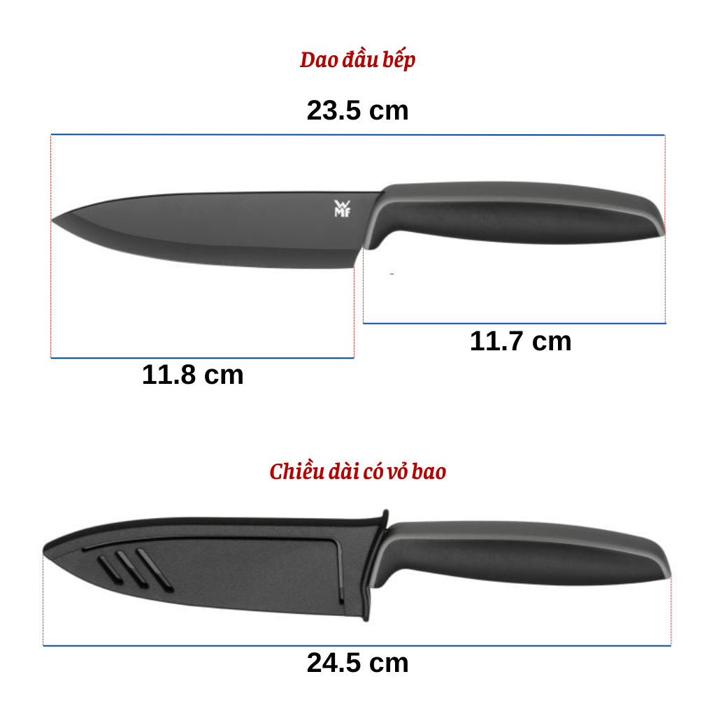 Mô tả Bộ 2 Dao Thái Màu Đen, Đỏ WMF TOUCH Chất Liệu Thép Không Gỉ, Tay Cầm Bằng Nhựa, Có Nắp Bảo Vệ - 5