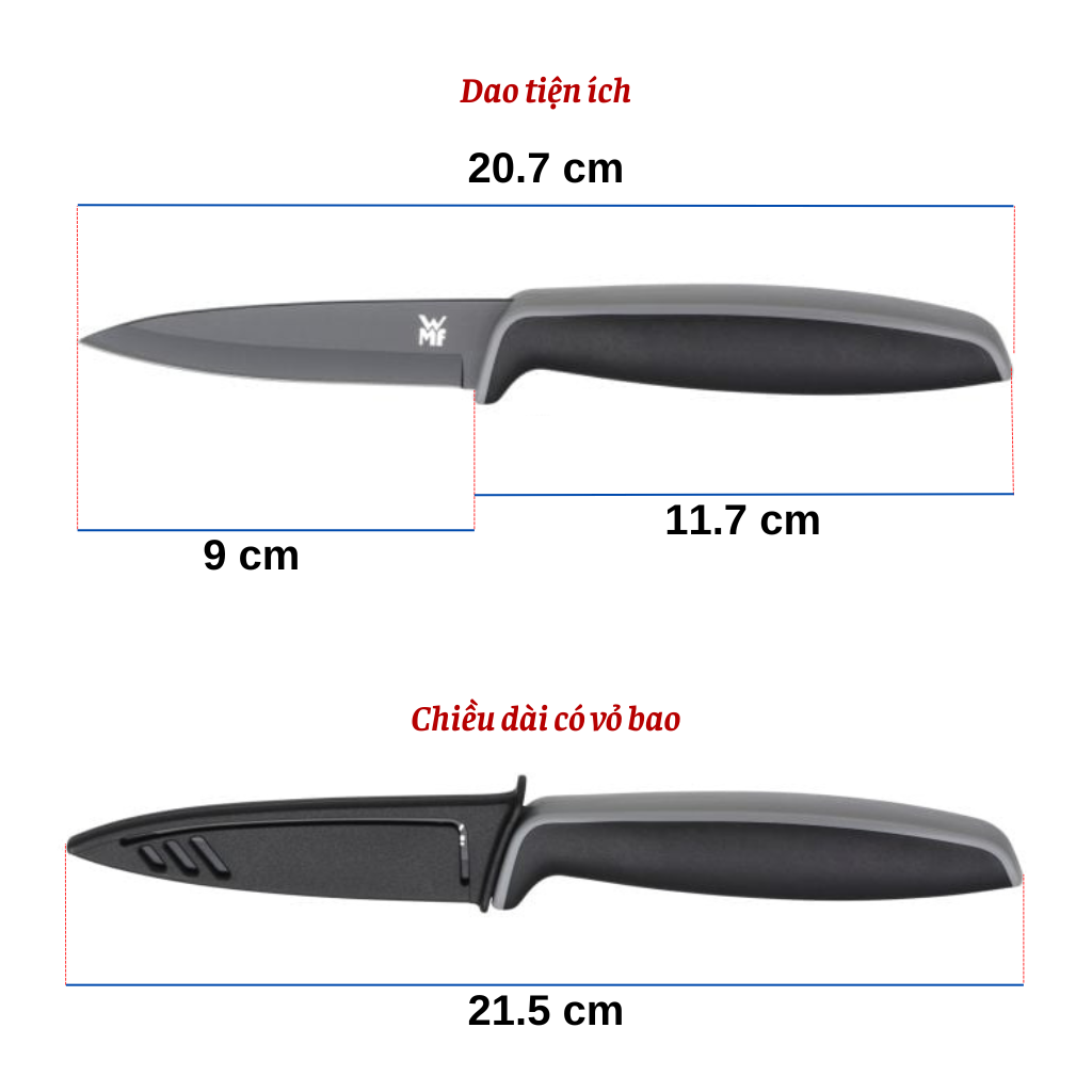 Mô tả Bộ 2 Dao Thái Màu Đen, Đỏ WMF TOUCH Chất Liệu Thép Không Gỉ, Tay Cầm Bằng Nhựa, Có Nắp Bảo Vệ - 6