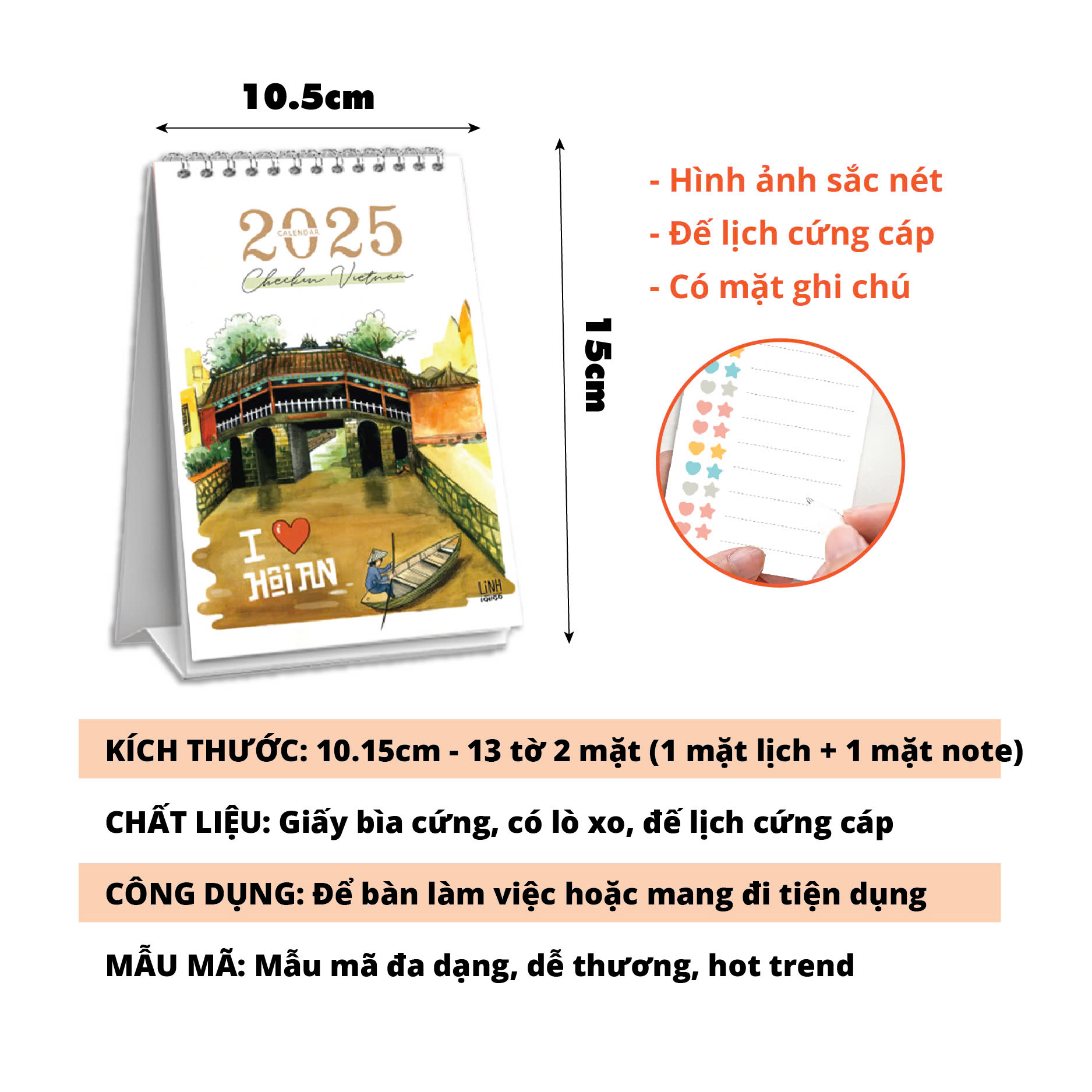Lịch để bàn 2025 CÓ LỊCH ÂM KÈM NOTE CUTE DỄ THƯƠNG | Shopee Việt Nam