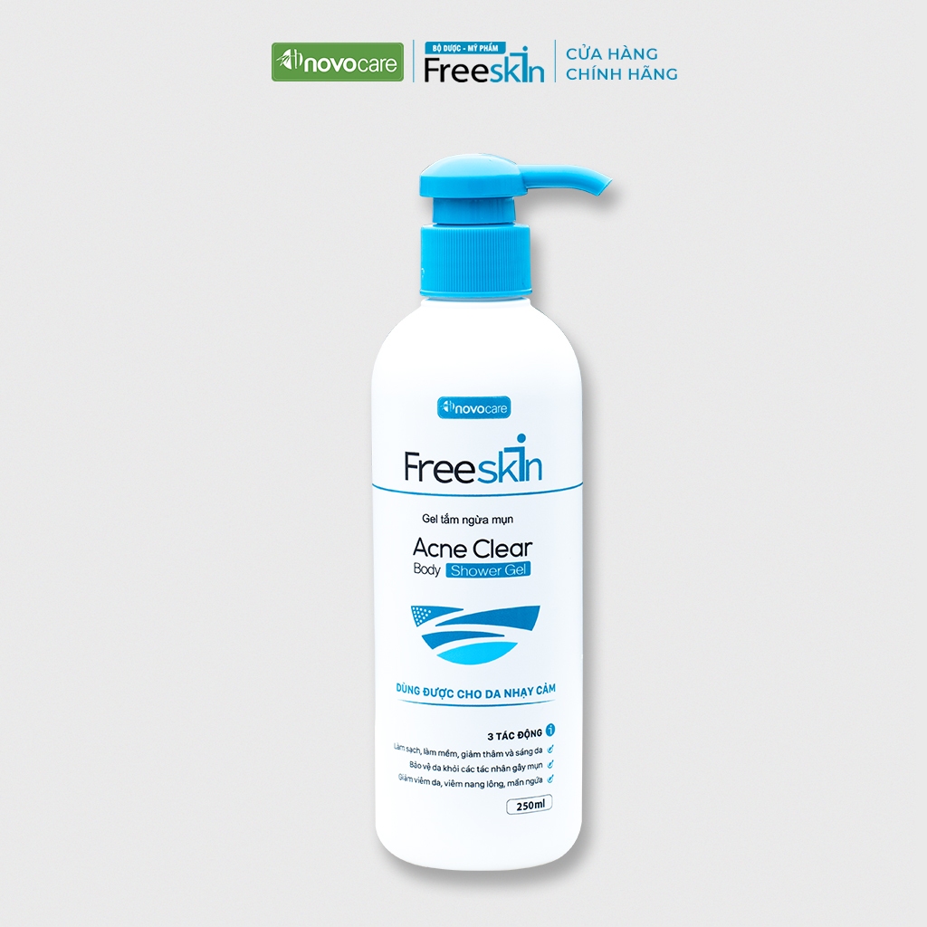 Mô tả Gel tắm ngừa mụn Novocare -Freeskin ngăn ngừa viêm nang lông loại bỏ yếu tố gây ra mụn viêm 250ml - 1