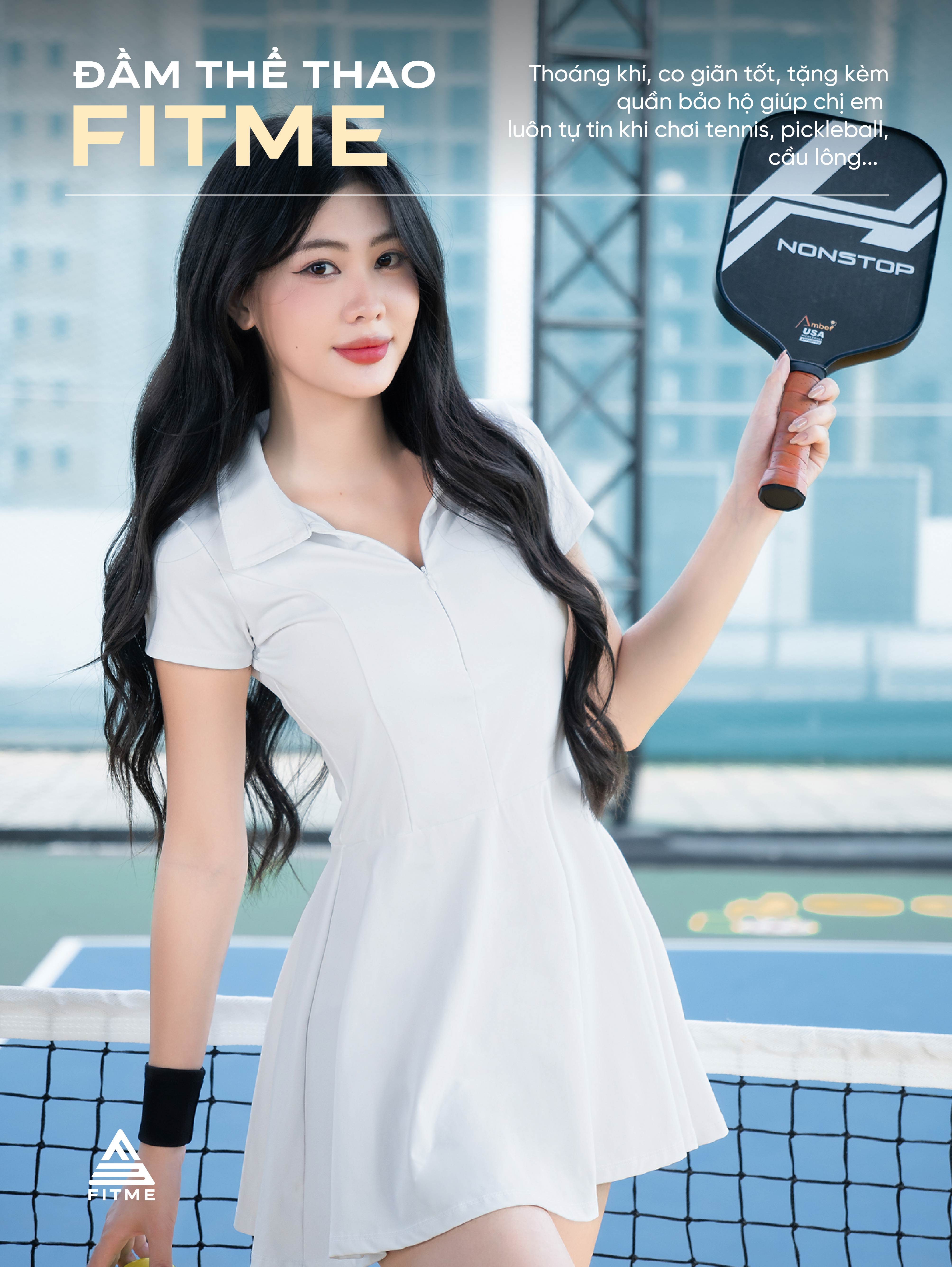 Mô tả Váy tennis thể thao nữ Fitme GOC pickleball tặng kèm quần bảo hộ chất liệu thun co giãn thoáng khí DTNN01 - 1