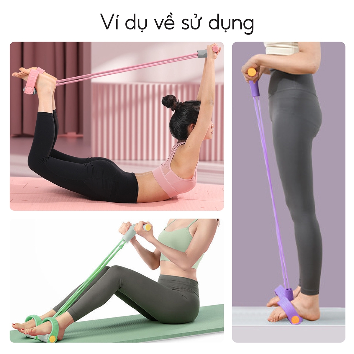Mô tả - 6011 Dây Tập Bụng, Dây Kéo Đàn Hồi Kháng Lực 4 Ống Cao Su Tập Bụng Tại Nhà - 6