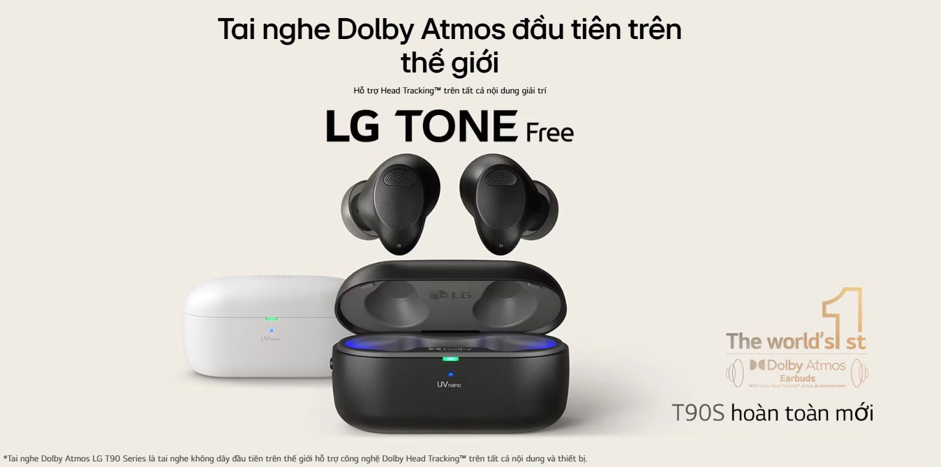 Mô tả Tai Nghe Bluetooth LG TONE Free T90S - Công nghệ Dolby Atmos | ANC | UVnano | Dual Connection - 1