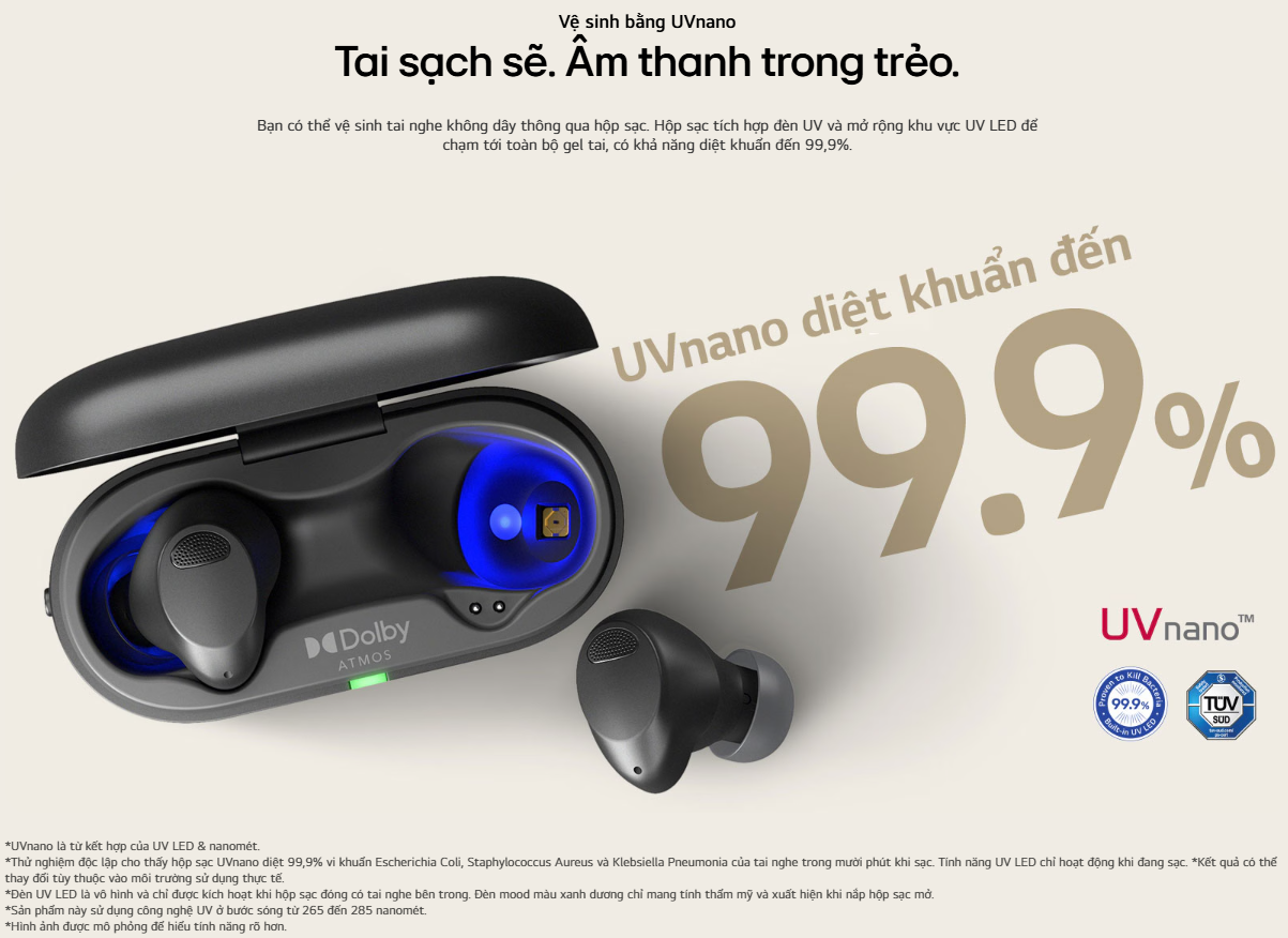 Mô tả Tai Nghe Bluetooth LG TONE Free T90S - Công nghệ Dolby Atmos | ANC | UVnano | Dual Connection - 8