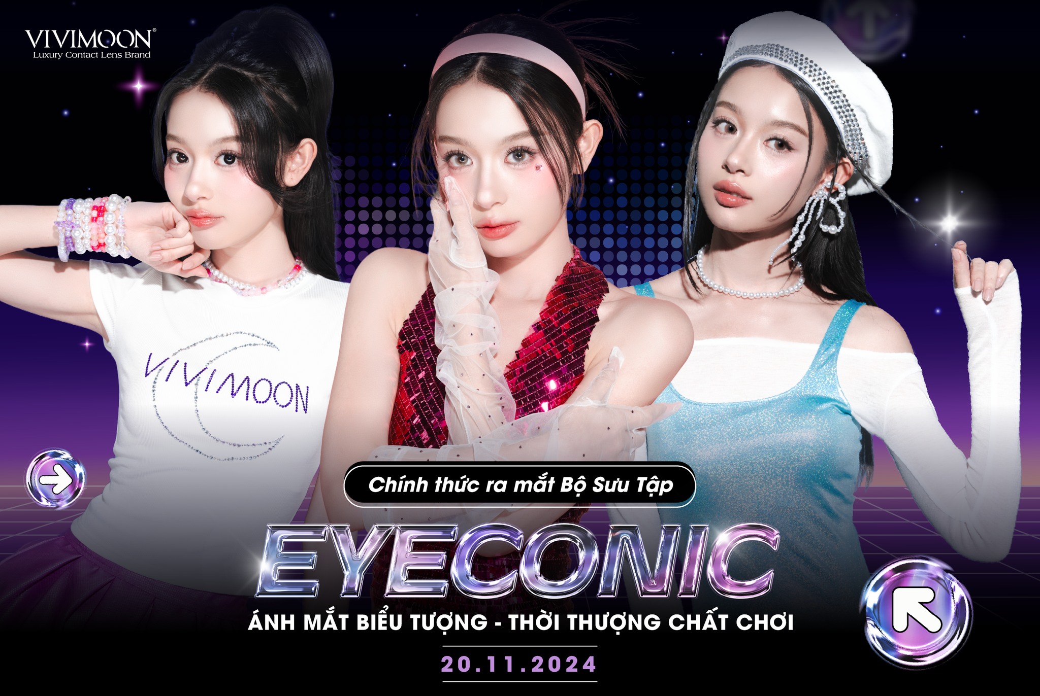 Mô tả Kính áp tròng VIVIMOON EYECONIC lens cận cho mắt giãn tròng to 14.5mm, lens 06 tháng (Giá 01 đôi) - 1