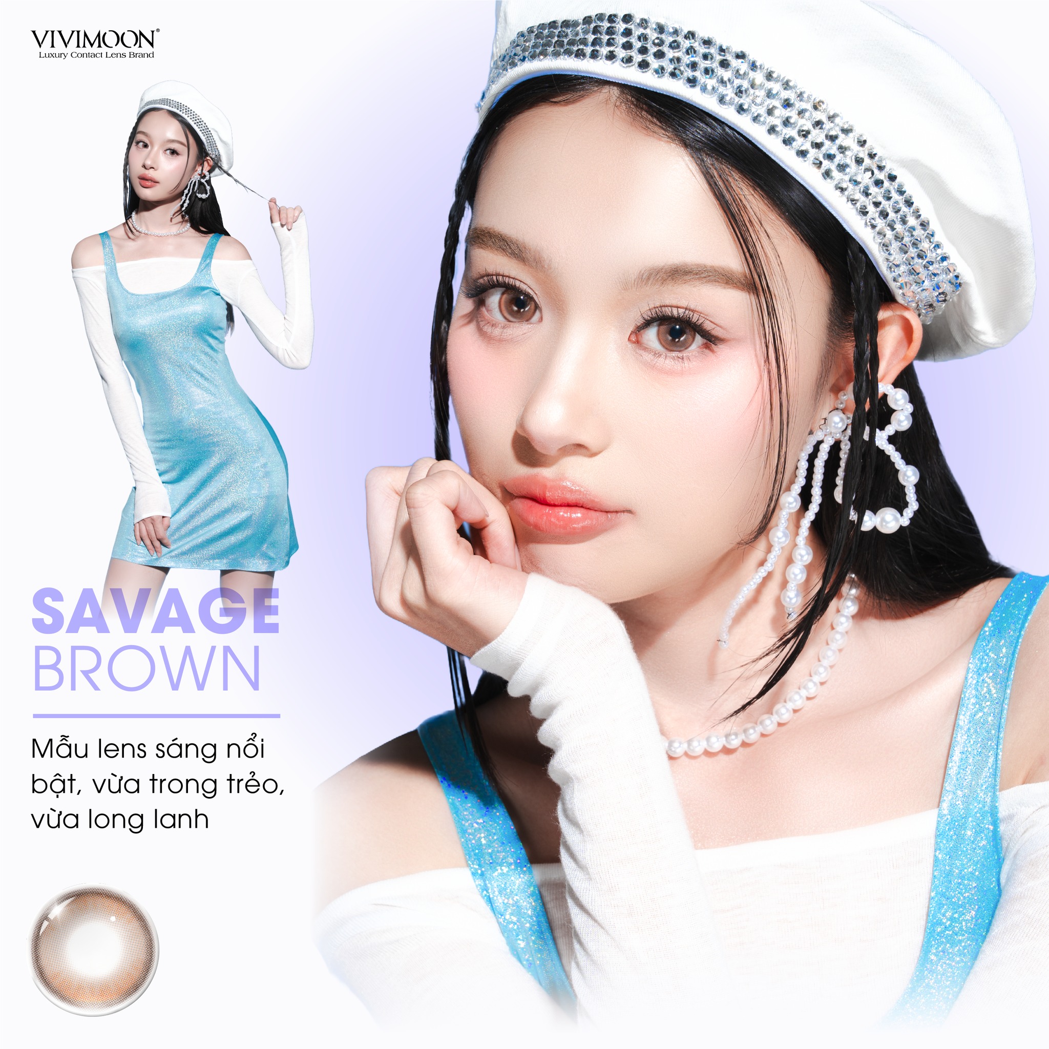 Mô tả Kính áp tròng VIVIMOON EYECONIC lens cận cho mắt giãn tròng to 14.5mm, lens 06 tháng (Giá 01 đôi) - 2