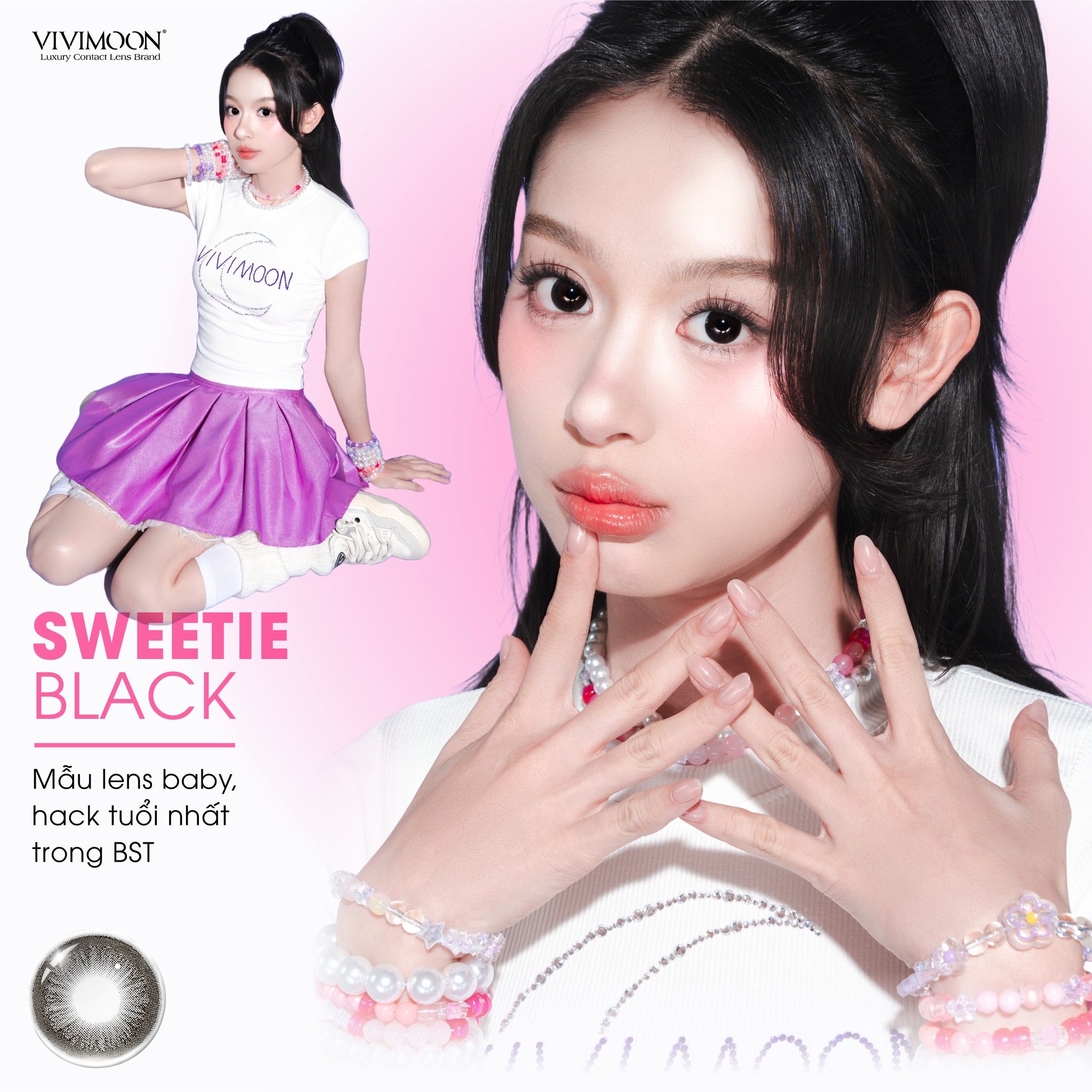 Mô tả Kính áp tròng VIVIMOON EYECONIC lens cận cho mắt giãn tròng to 14.5mm, lens 06 tháng (Giá 01 đôi) - 3