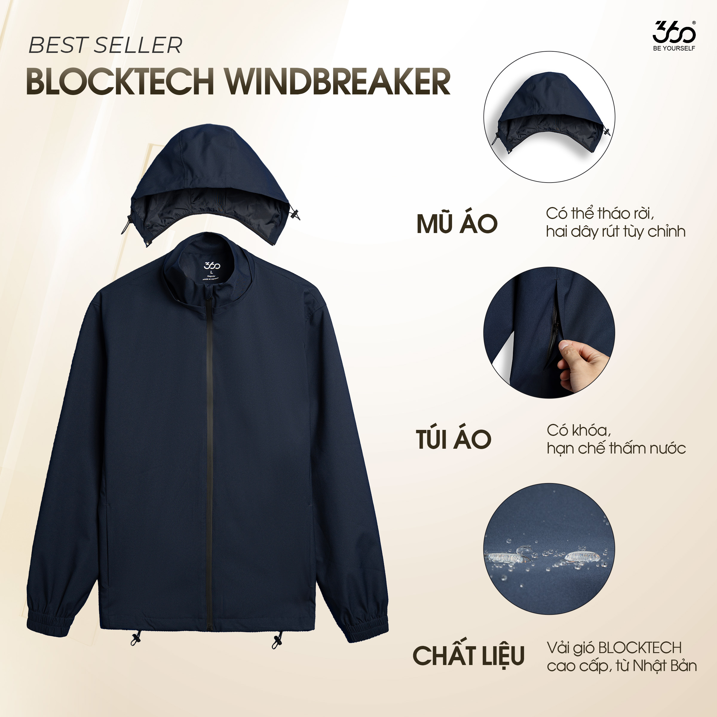 Áo khoác gió Blocktech 360 Boutique