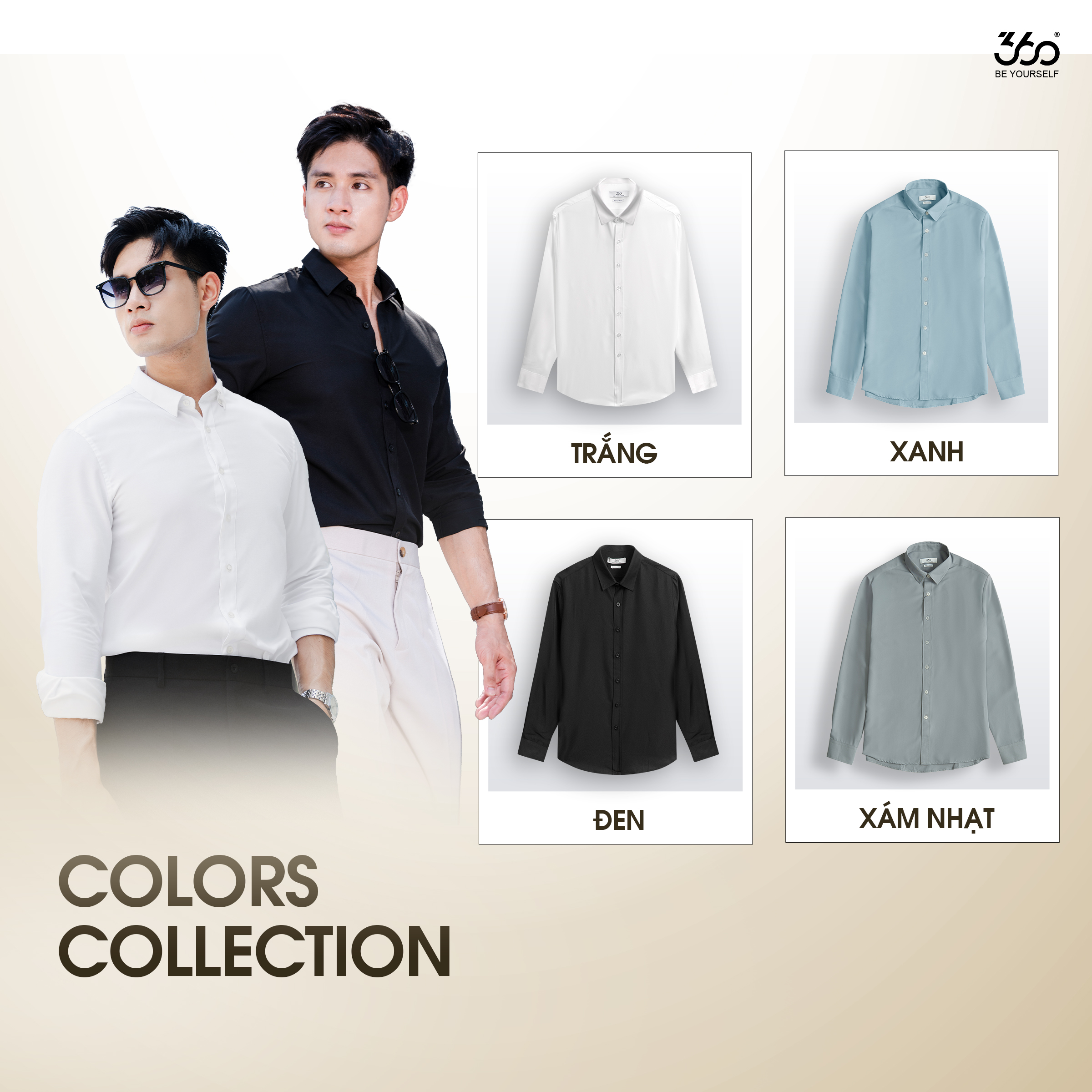 Mô tả Áo sơ mi nam tay dài vải lụa 360 Boutique sơ mi kiểu dáng Hàn Quốc, màu đen trắng xanh xám STDOL517 - 5
