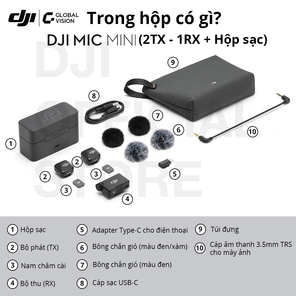 Bộ micro không dây cài áo DJI Mic Mini - Thành phần 1