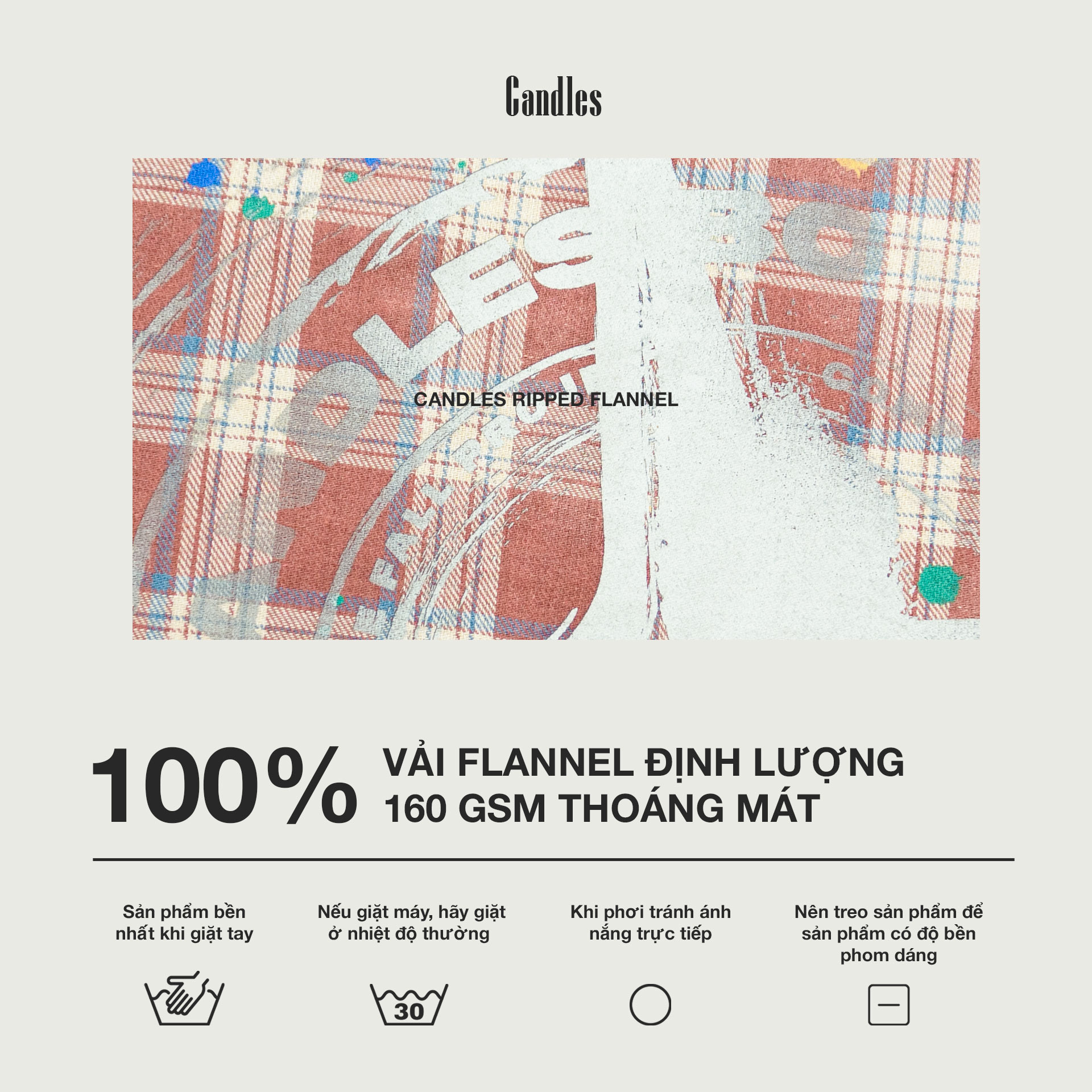 Mô tả Áo Sơ Mi Candles Patchwork Flannel Shirt Oversize Unisex - 2