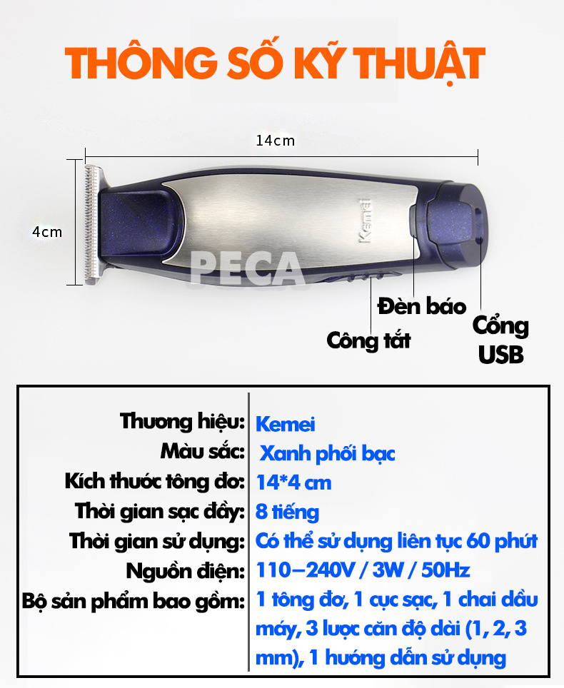 Mô tả Tông đơ chấn viền Kemei KM-5021 nhỏ gọn tiện lợi có thể khắc tóc, cạo đầu, tattoo tóc - Hàng chính hãng - 3
