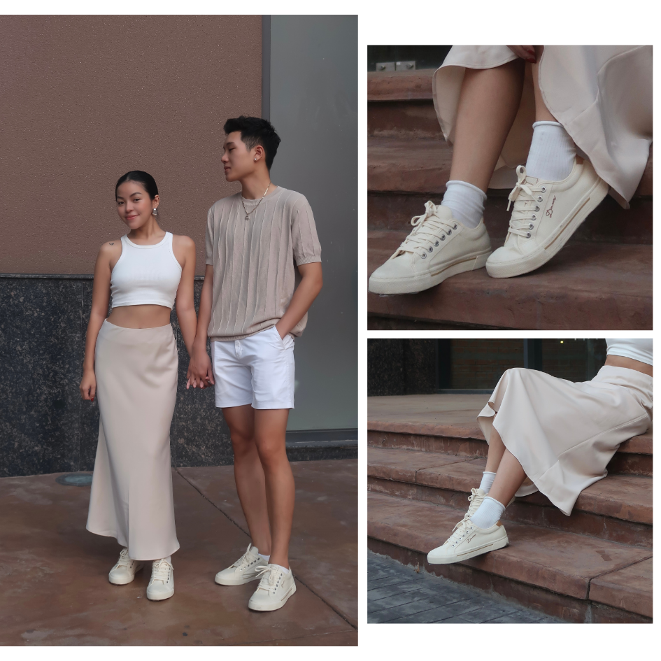 Mô tả Giày Sneaker Vải Canvas Nam Nữ E12 Cream Thời Trang Dincox - 2