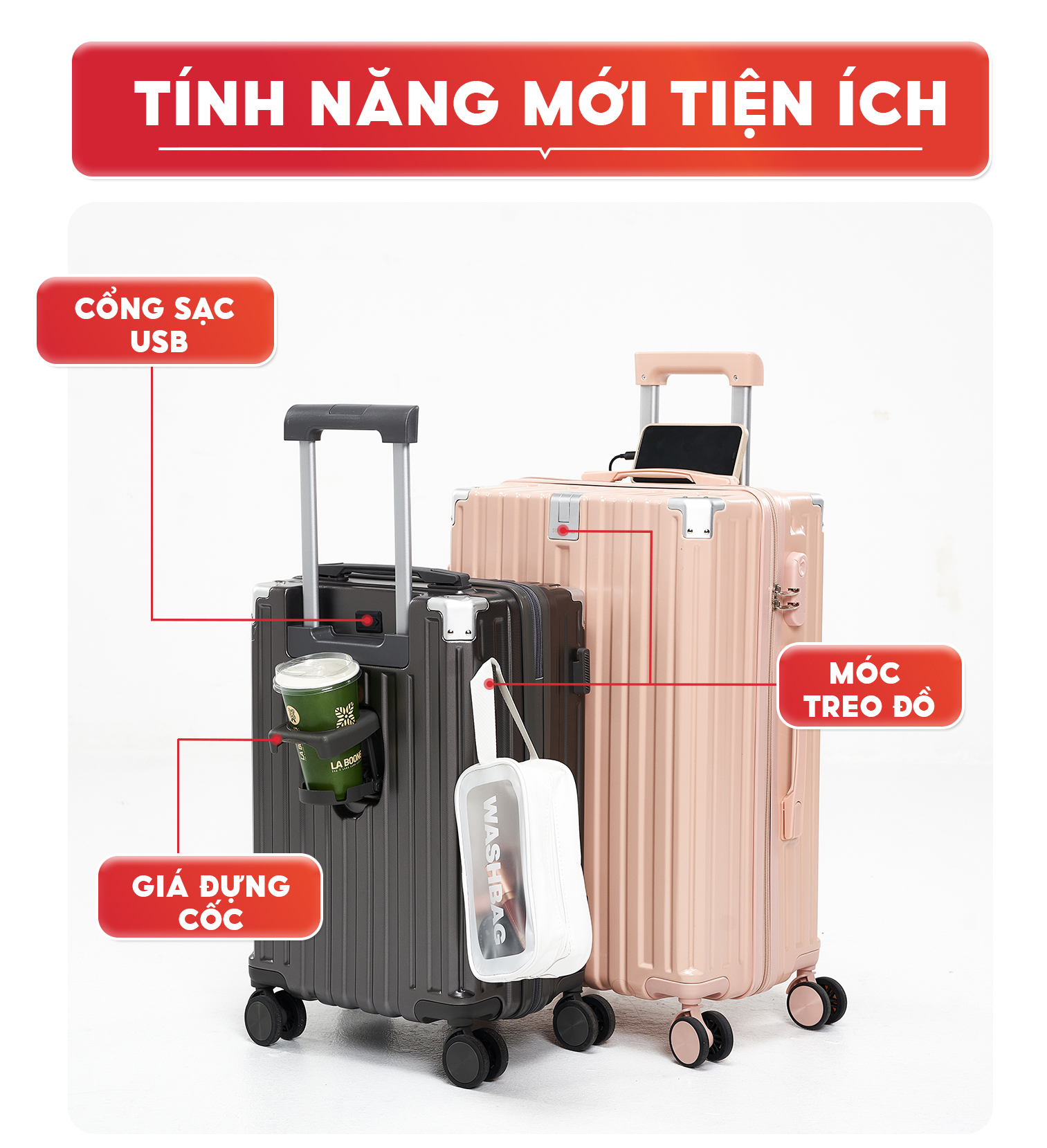 Mô tả Vali SUNNY SV15 - Vali du lịch, vali khóa kéo thời trang nhựa PC + ABS bảo hành 5 năm - 4