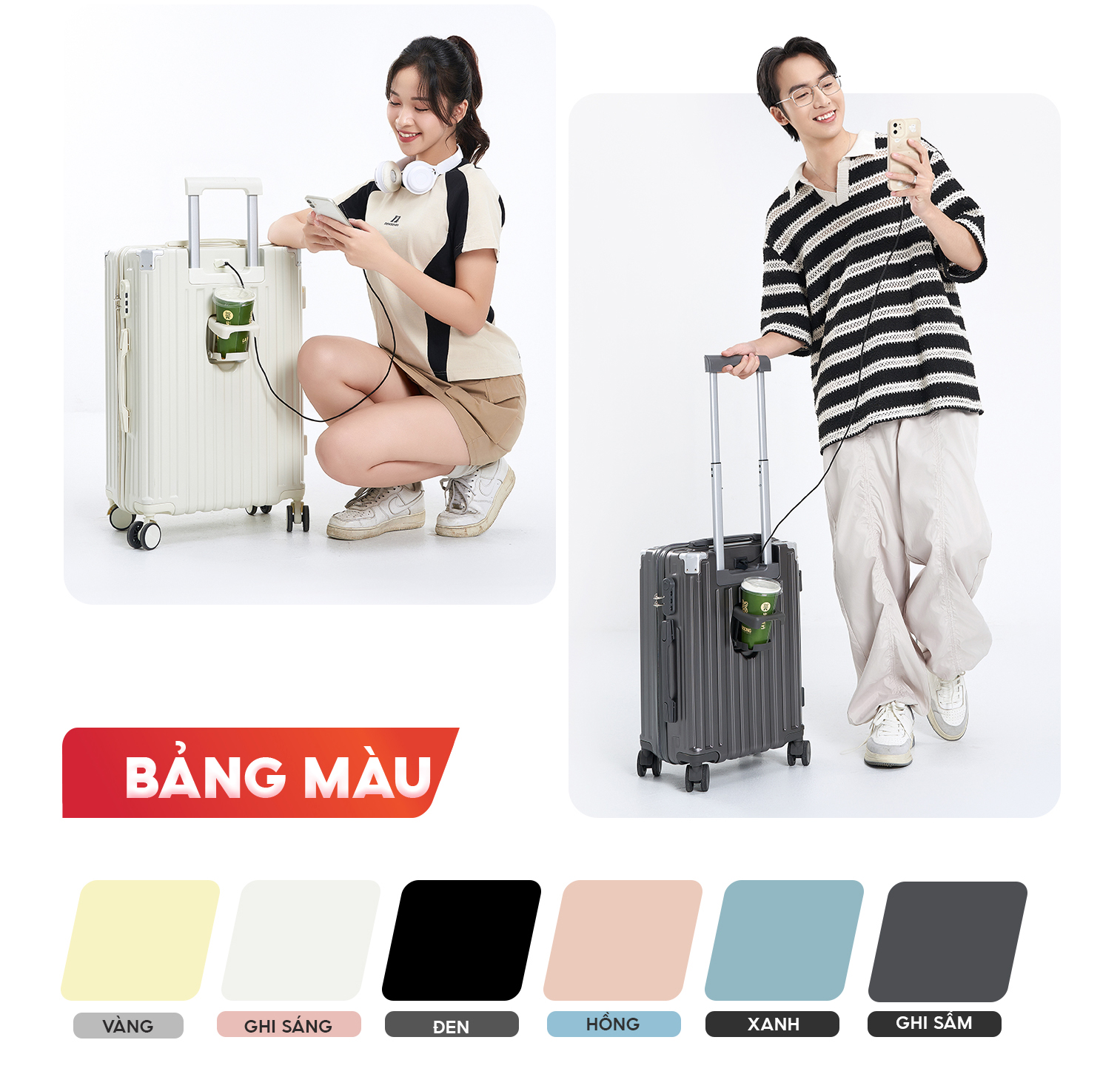 Mô tả Vali SUNNY SV15 - Vali du lịch, vali khóa kéo thời trang nhựa PC + ABS bảo hành 5 năm - 7