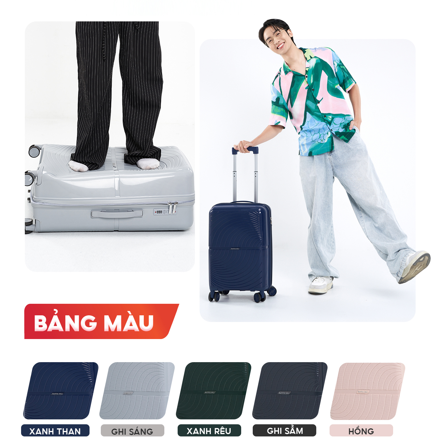Mô tả Vali kéo SUNNY ROGER - size 20/24/28 inch nhựa PP chống vỡ, vali thời trang bền đẹp bảo hành 10 năm - 6