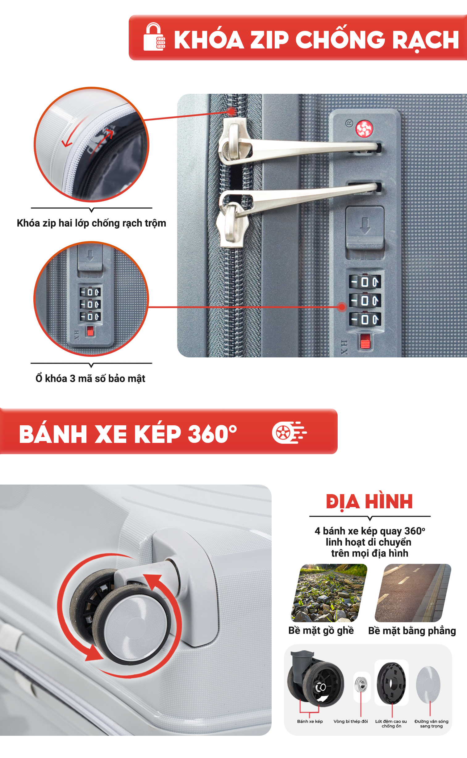 Mô tả Vali kéo SUNNY ROGER - size 20/24/28 inch nhựa PP chống vỡ, vali thời trang bền đẹp bảo hành 10 năm - 9