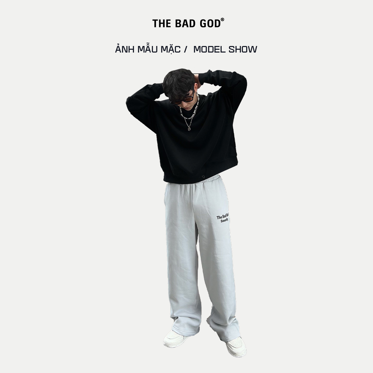Mô tả Quần dài ống rộng suông chất nỉ bông thu đông unisex The Bad God Vanish Sweatpants - 5