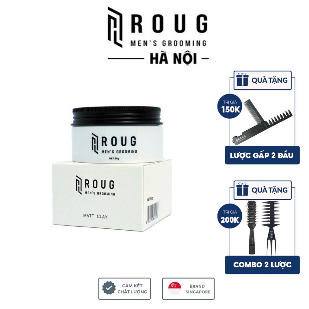 Sáp vuốt tóc Roug Matt Clay 90gr Singapore Màu Trắng + Tặng 2 lược tạo ...
