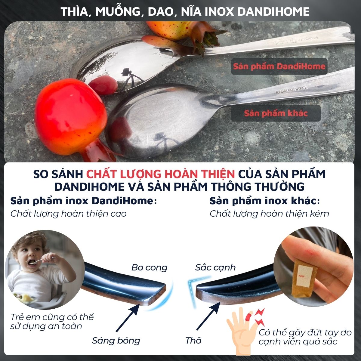 Mô tả Bộ 6 nĩa inox 304 DandiHome cao cấp, sang trọng, tinh tế - 1