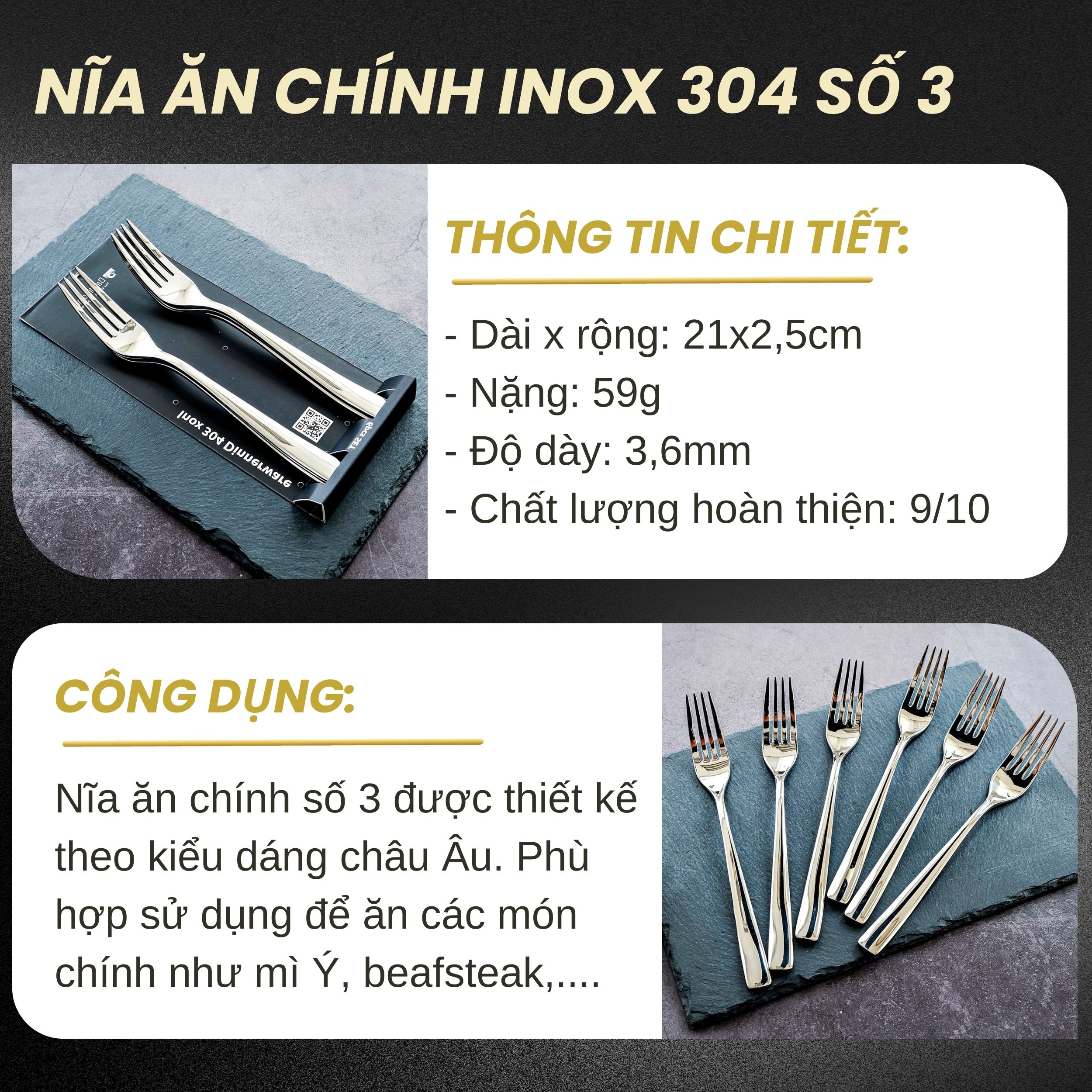 Mô tả Bộ 6 nĩa inox 304 DandiHome cao cấp, sang trọng, tinh tế - 3