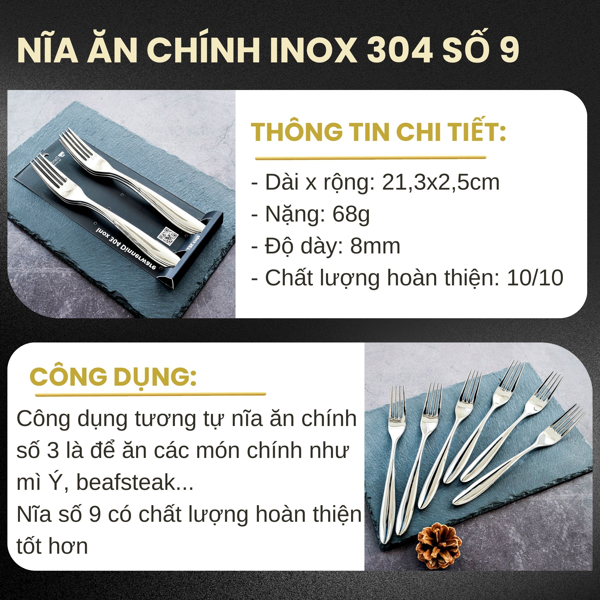 Mô tả Bộ 6 nĩa inox 304 DandiHome cao cấp, sang trọng, tinh tế - 5