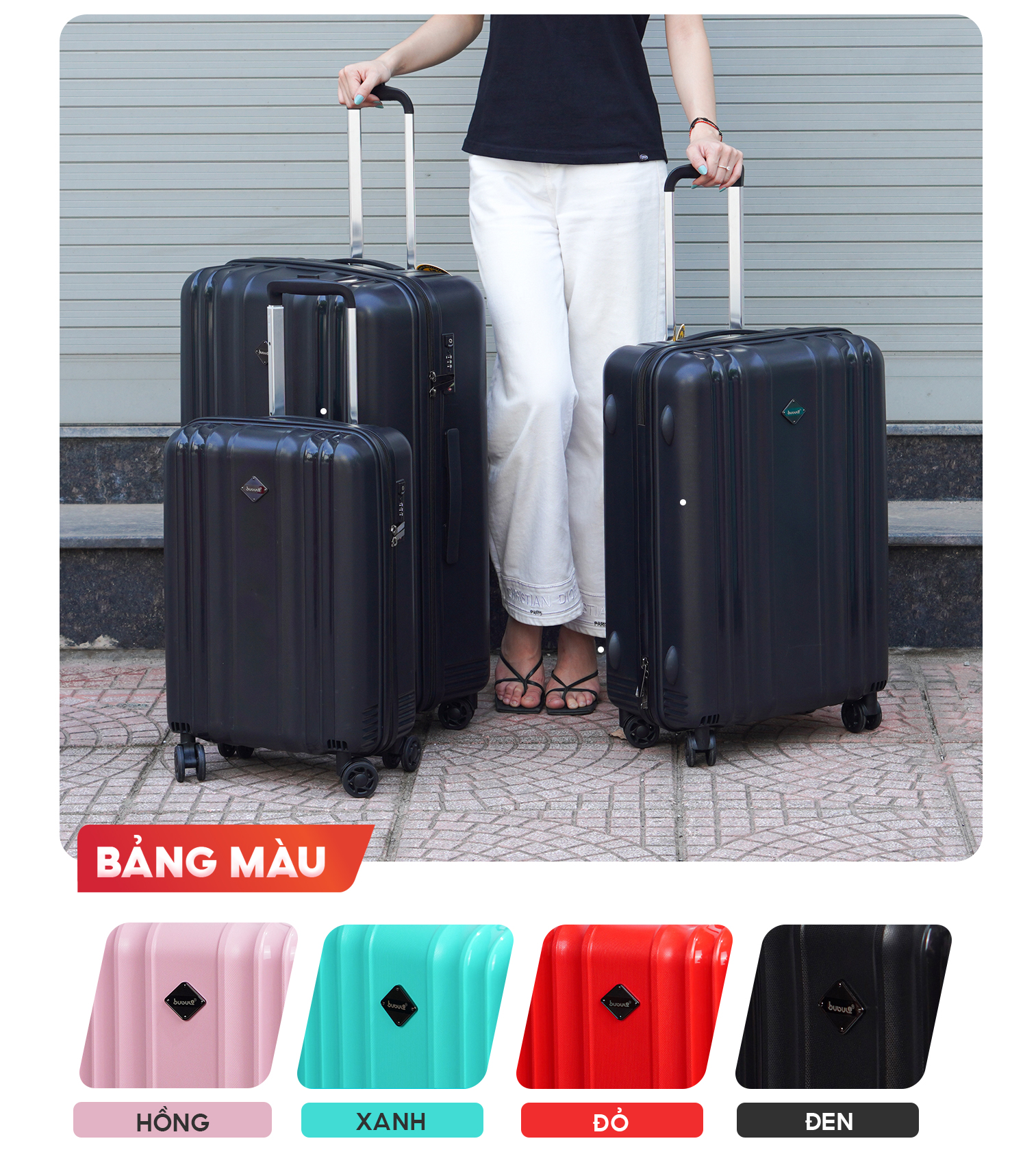 Mô tả Vali kéo SUNNY PP07 - Nhựa PP chống vỡ tuyệt đối xách tay, kí gửi (size 20/24/28 inch) - 7