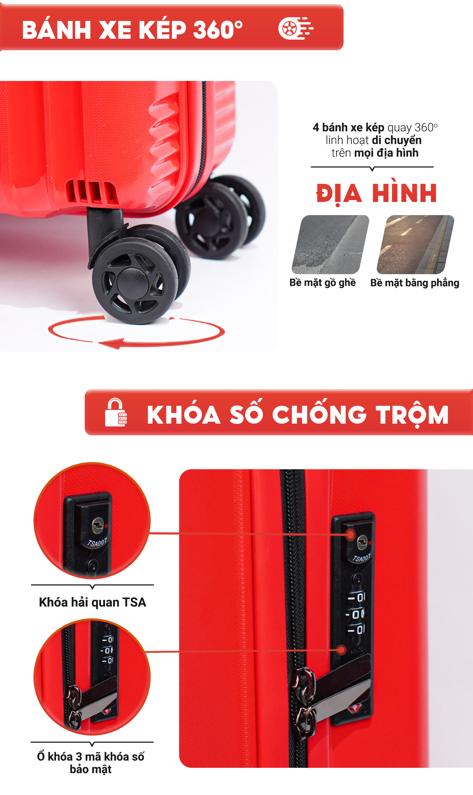 Mô tả Vali kéo SUNNY PP07 - Nhựa PP chống vỡ tuyệt đối xách tay, kí gửi (size 20/24/28 inch) - 11