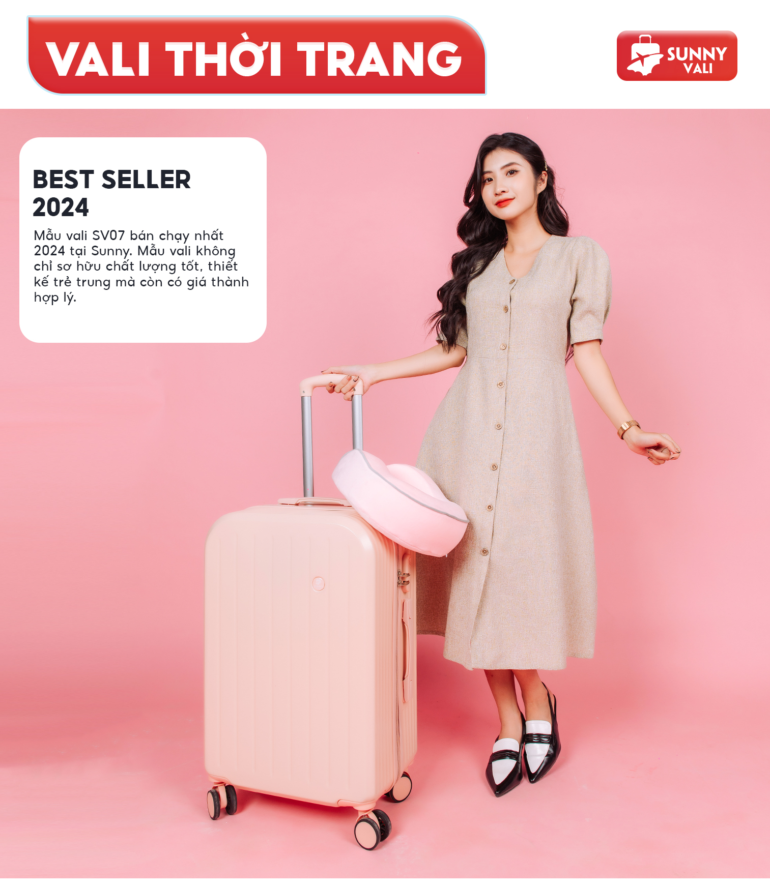 Mô tả Vali kéo du lịch thời trang SUNNY SV07/LATO nhựa PC + ABS (2 size 5 màu) - 1