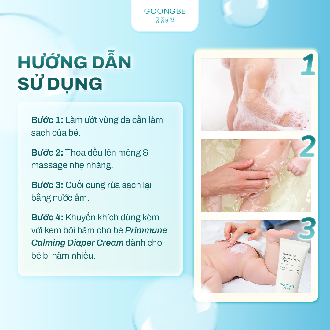 Mô tả Bọt Rửa Mông Khử Mùi Giúp Chống Hăm Tã và Làm Dịu Cho Bé GOONGBE 300ml - 4