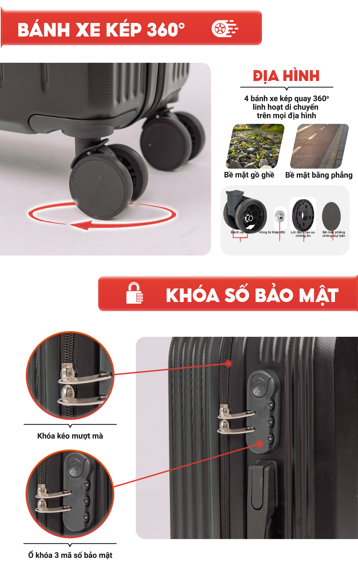 Mô tả Vali kéo du lịch thời trang SUNNY SV07/LATO nhựa PC + ABS (2 size 5 màu) - 10