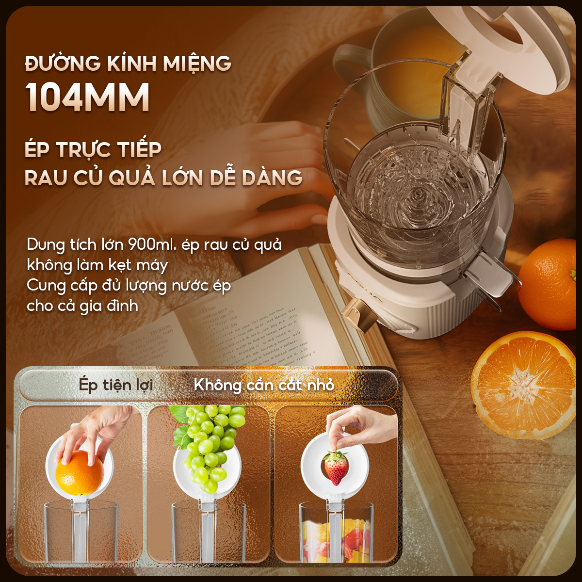 Mô tả Máy ép chậm AQUA JSJ0901RW 900ml, ép nguyên quả trái cây, vắt kiệt bã - Bảo hành 12 tháng - 3