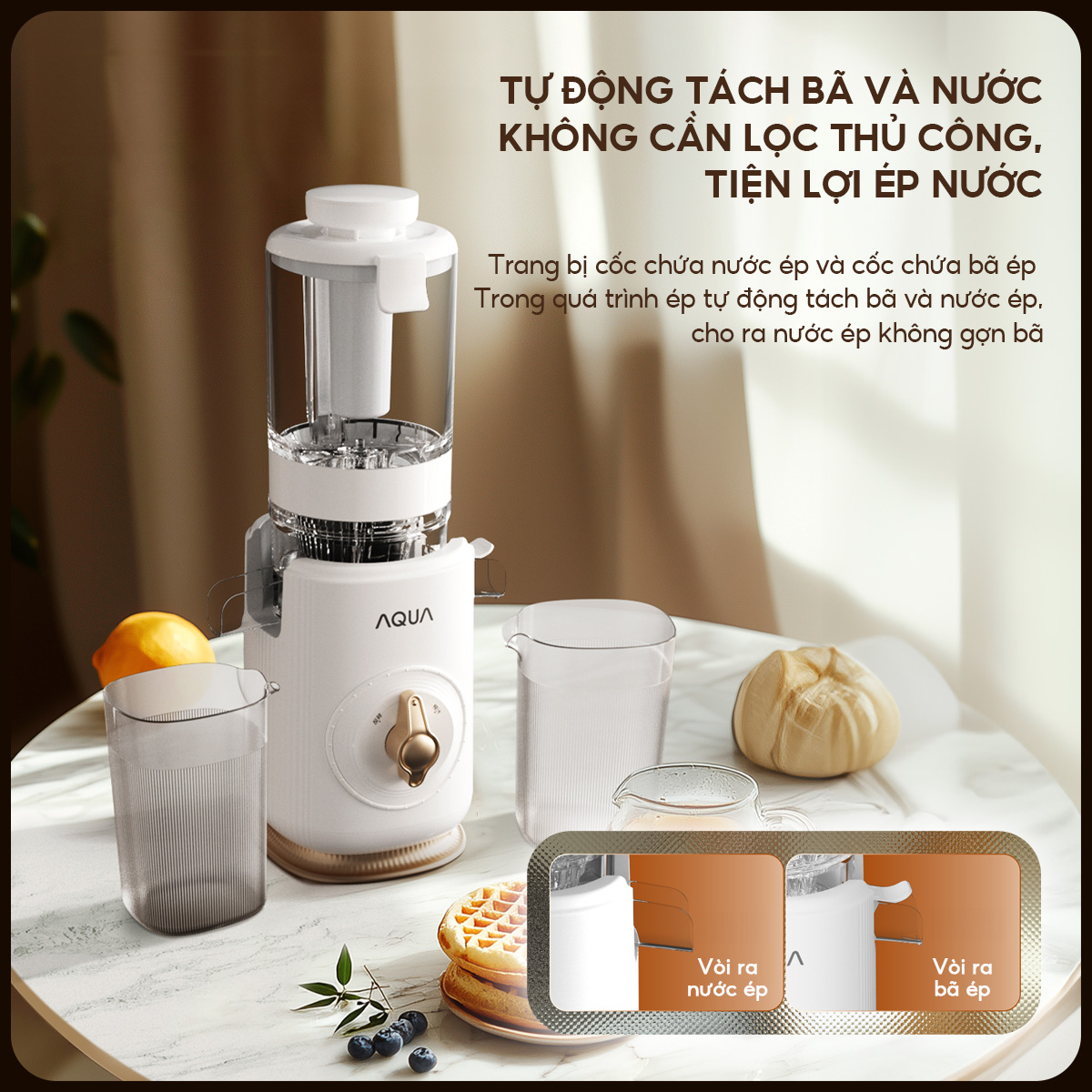 Mô tả Máy ép chậm AQUA JSJ0901RW 900ml, ép nguyên quả trái cây, vắt kiệt bã - Bảo hành 12 tháng - 8