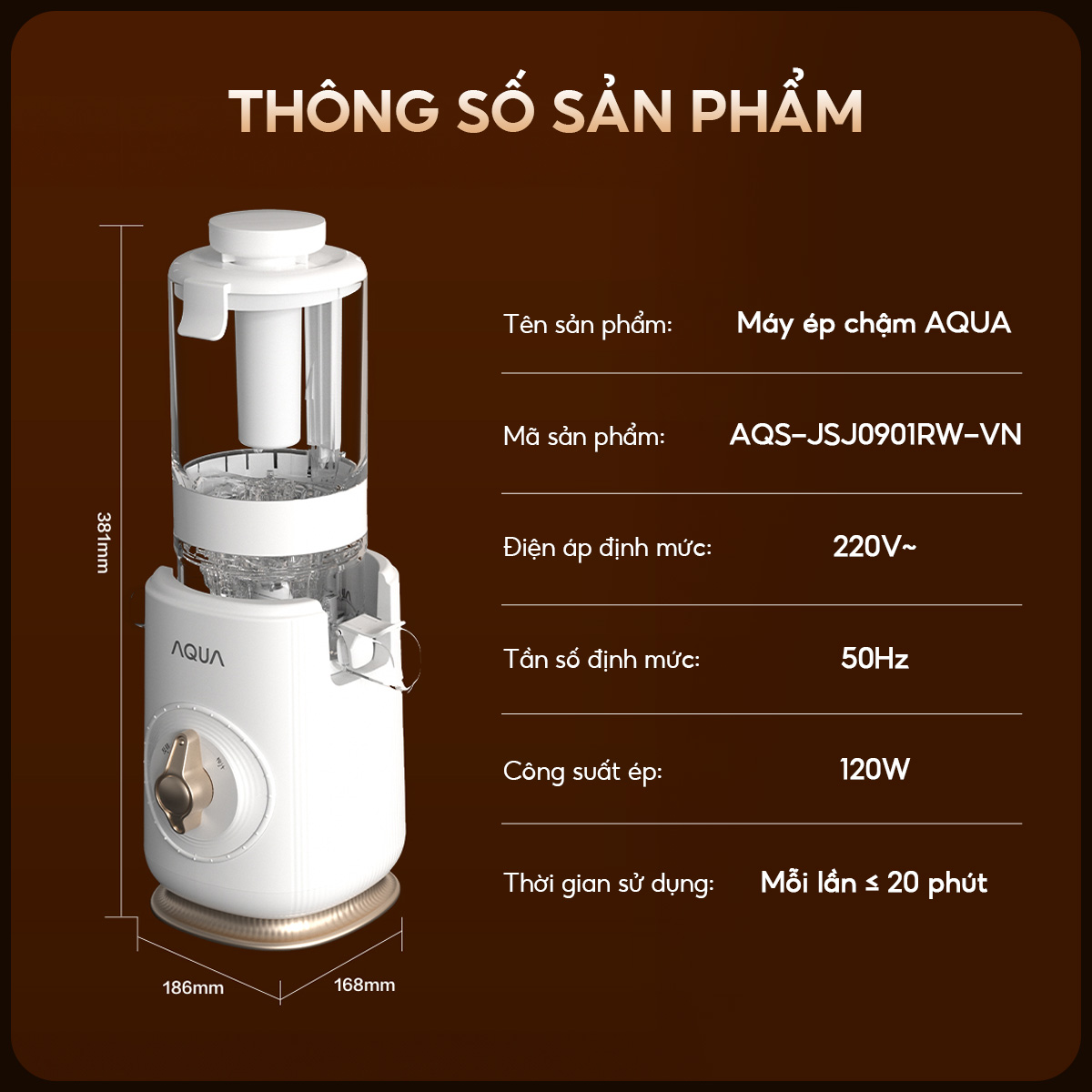 Mô tả Máy ép chậm AQUA JSJ0901RW 900ml, ép nguyên quả trái cây, vắt kiệt bã - Bảo hành 12 tháng - 11