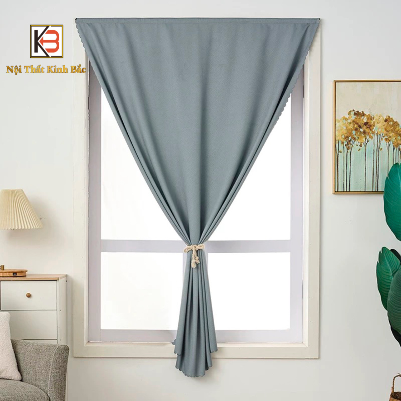 Rèm cửa dán tường KB-Rèm cửa sổ dán tường chất liệu vải gấm bóng che ...