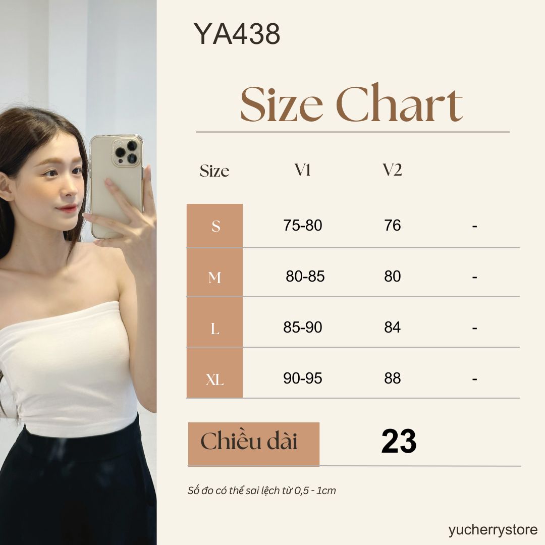 Mô tả YU CHERRY | Áo ống / quây có mút ngực đệm trong, dáng croptop không xù lông YU's Strapless YA438 - 1
