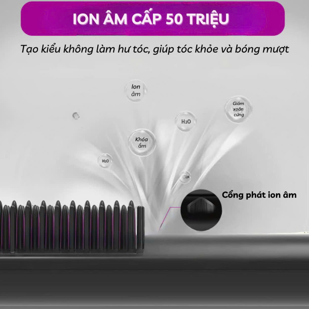 Mô tả Lược điện không dây cao cấp ENZO, công nghệ ion âm, chăm sóc tóc bóng mượt tự nhiên, tạo kiểu đa năng - 2