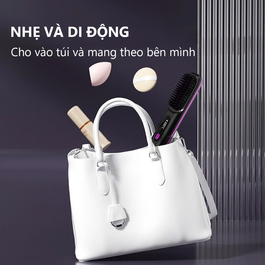 Mô tả Lược điện không dây cao cấp ENZO, công nghệ ion âm, chăm sóc tóc bóng mượt tự nhiên, tạo kiểu đa năng - 4