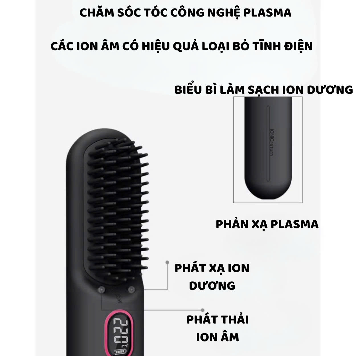 Mô tả Lược điện không dây cao cấp ENZO, công nghệ ion âm, chăm sóc tóc bóng mượt tự nhiên, tạo kiểu đa năng - 5
