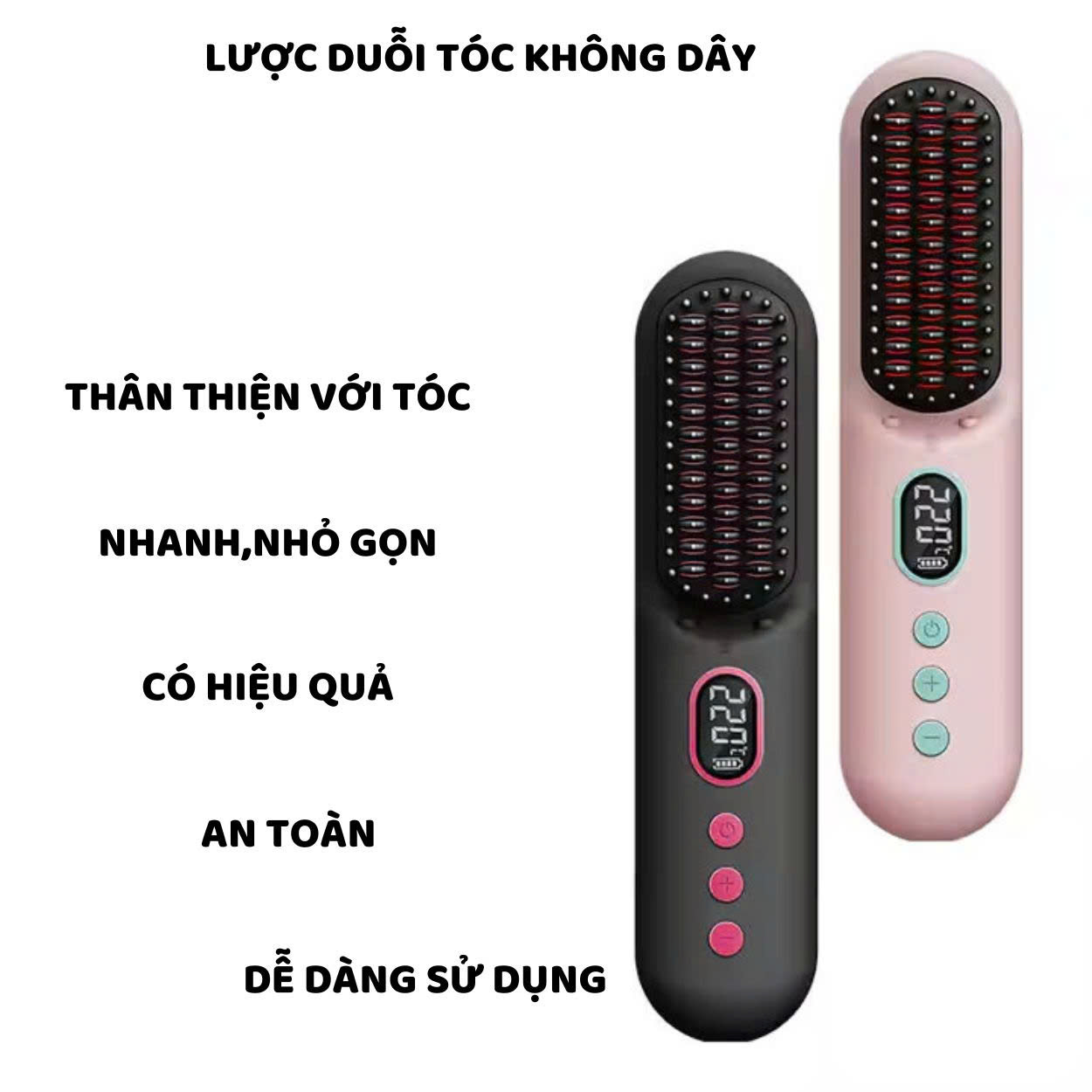 Mô tả Lược điện không dây cao cấp ENZO, công nghệ ion âm, chăm sóc tóc bóng mượt tự nhiên, tạo kiểu đa năng - 1