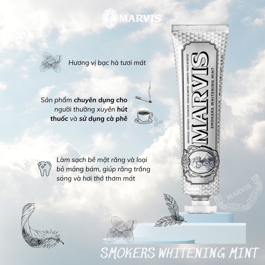 Mô tả Combo 3 Vị Cinnamon, Whitening, Smoker Làm Trắng Răng, Chống Mảng Bám, Hương Quế 85ml - MARVIS - 2