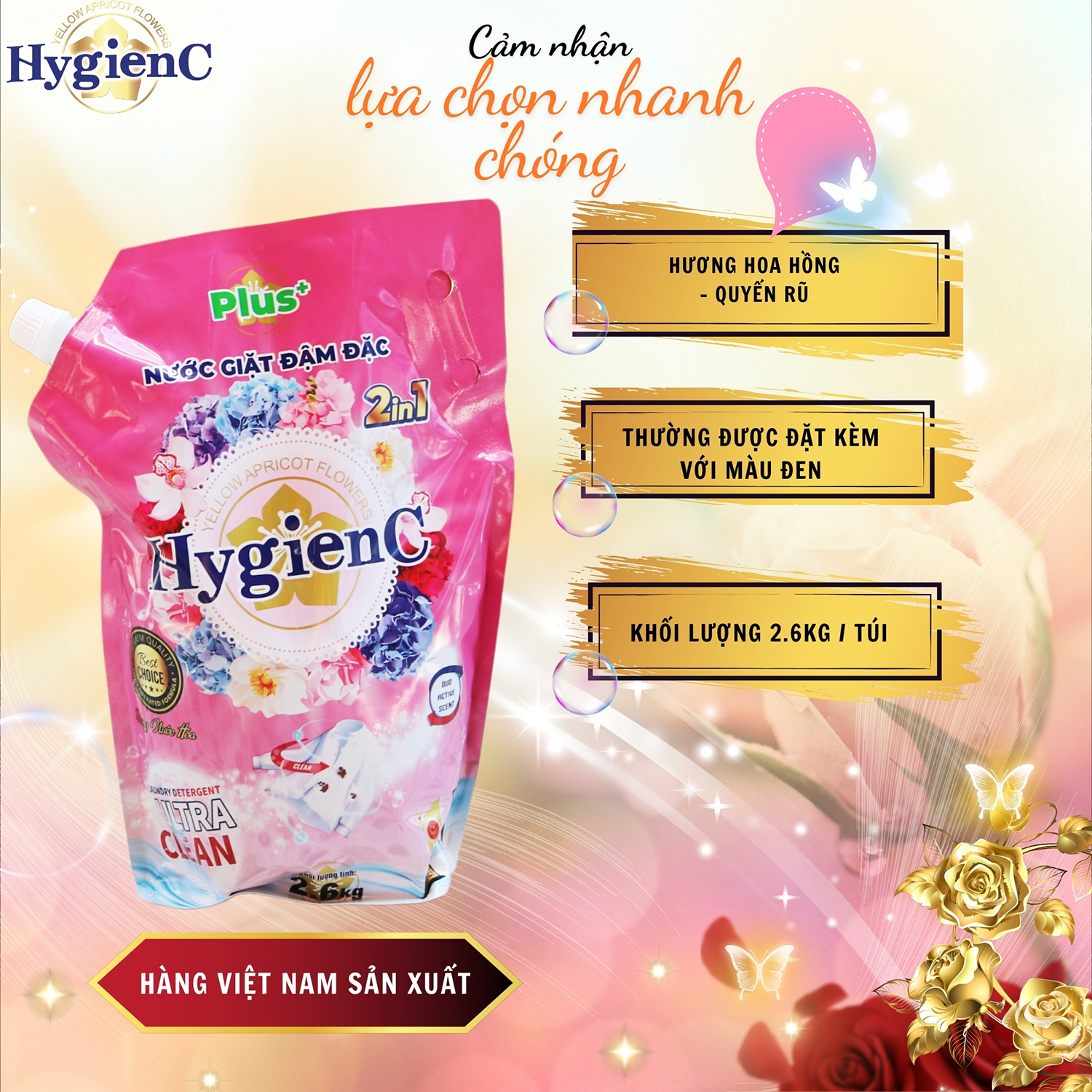 Mô tả Combo 3 Túi nước giặt đậm đặc HygienC Plus+ Khối lượng 2.6Kg - CB3T1 - 5