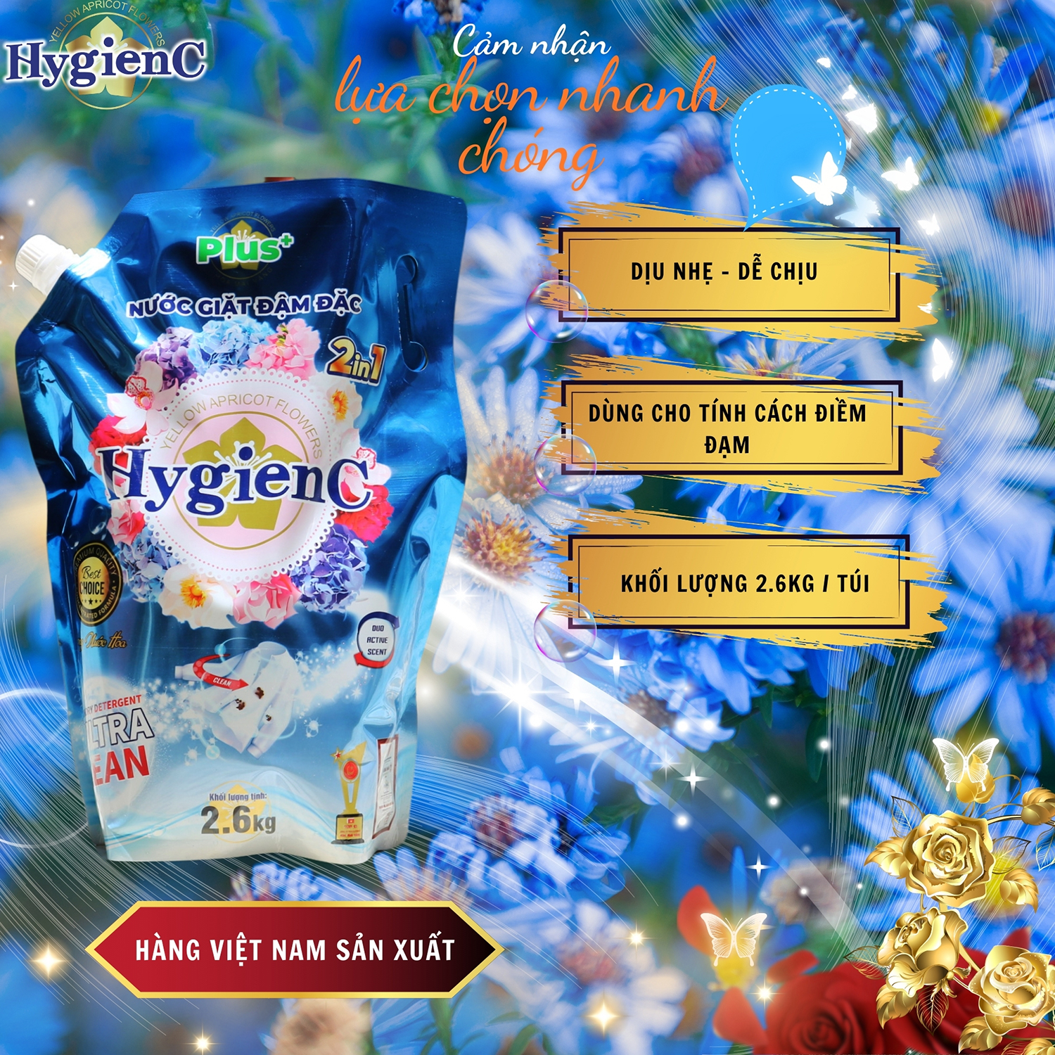 Mô tả Combo 3 Túi nước giặt đậm đặc HygienC Plus+ Khối lượng 2.6Kg - CB3T1 - 8