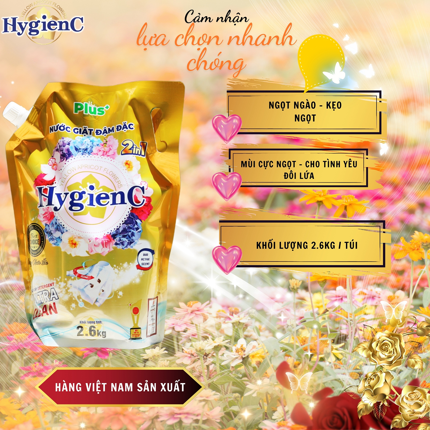 Mô tả Combo 3 Túi nước giặt đậm đặc HygienC Plus+ Khối lượng 2.6Kg - CB3T1 - 9
