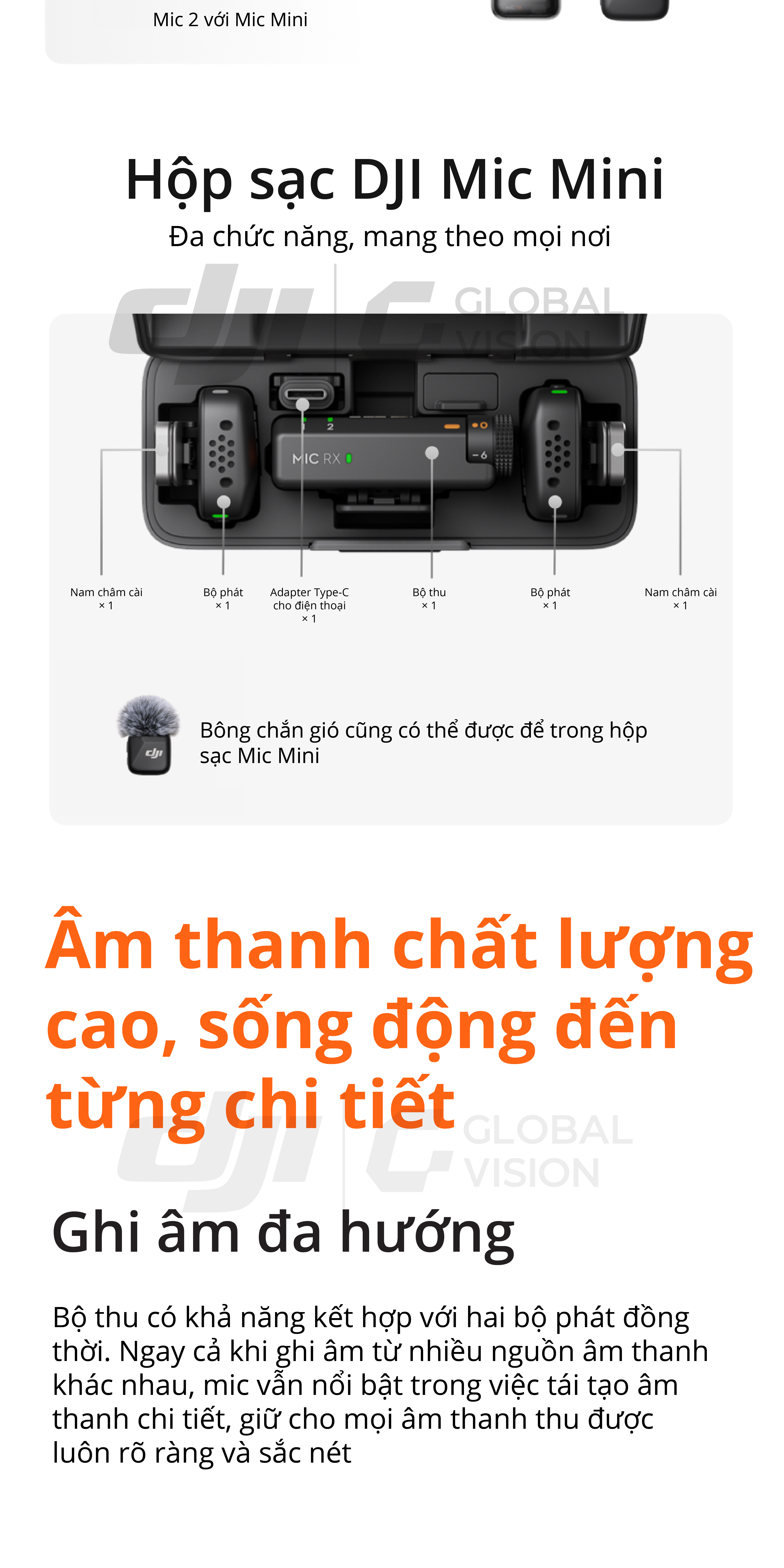 Mô tả Bộ micro không dây cài áo DJI Mic Mini nhỏ gọn nhẹ, khử ồn chất lượng (DJI Mic Mini) - 4