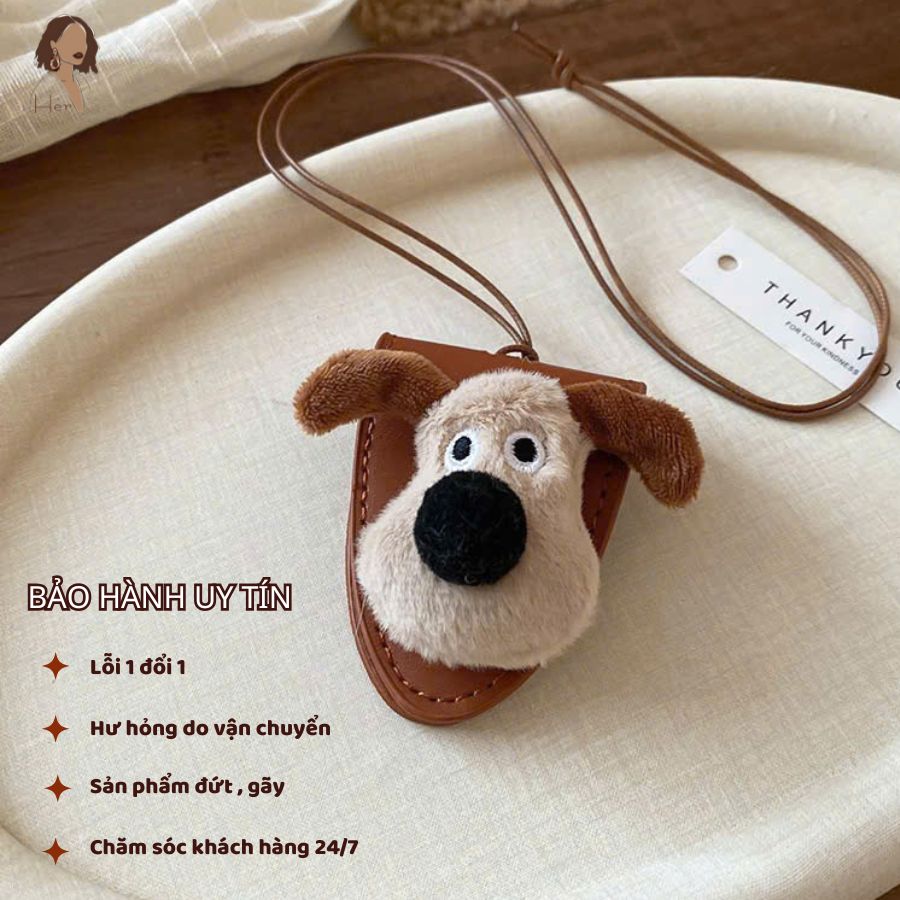 Vòng cổ da đa chức năng kẹp kính mắt Her Accessorie, dây đeo cổ dạng túi mini đựng xu phụ kiện thời trang