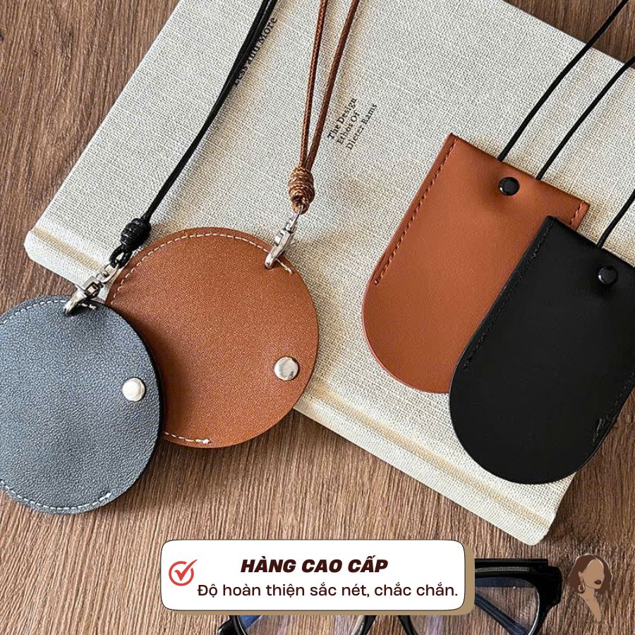 Vòng cổ da đa chức năng kẹp kính mắt Her Accessorie, dây đeo cổ dạng túi mini đựng xu phụ kiện thời trang